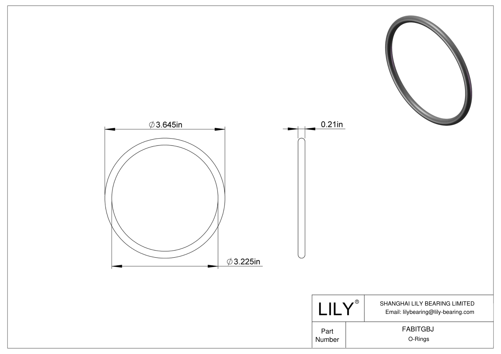 FABITGBJ Oil Resistant O-Rings Round cad drawing