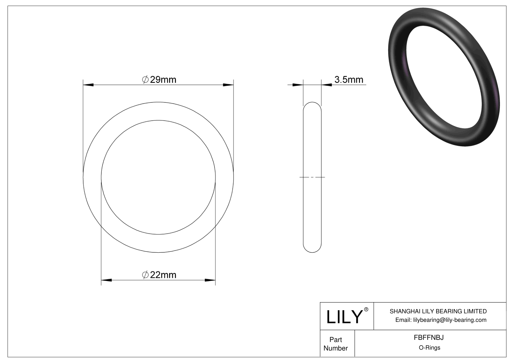 FBFFNBJ Water And Steam Resistant O-Rings cad drawing