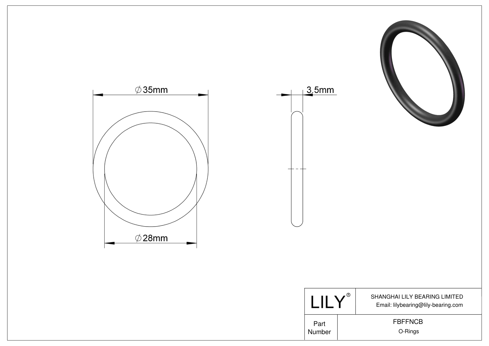 FBFFNCB Water And Steam Resistant O-Rings cad drawing