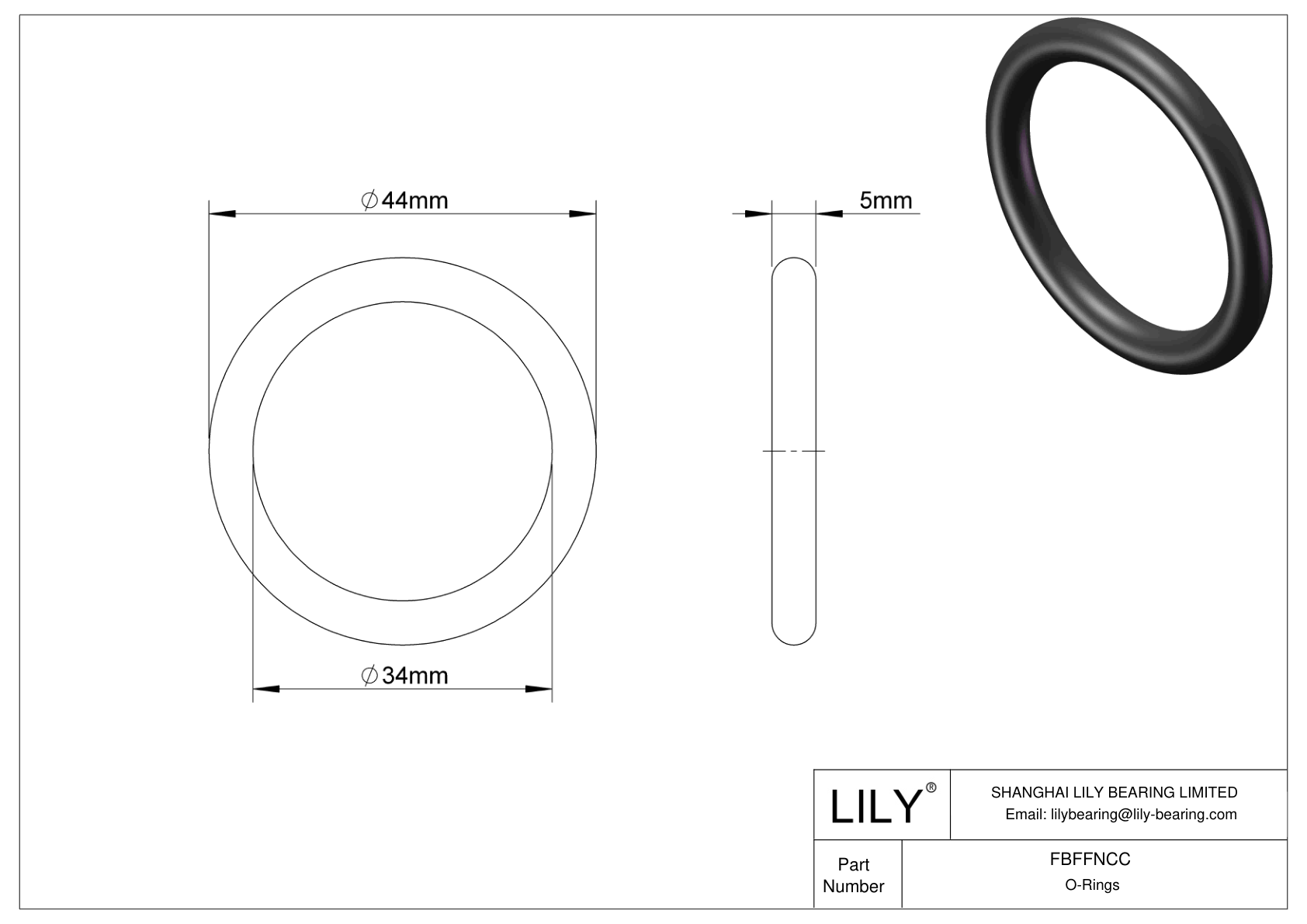 FBFFNCC Water And Steam Resistant O-Rings cad drawing