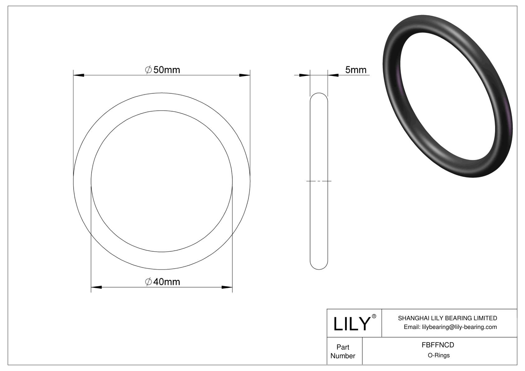 FBFFNCD Water And Steam Resistant O-Rings cad drawing