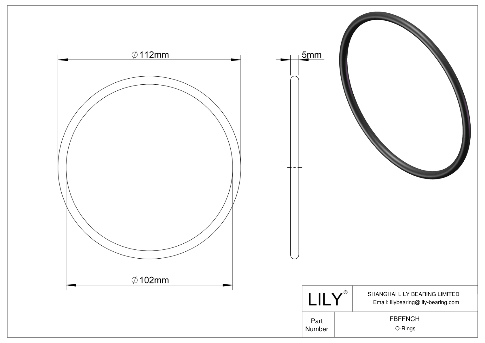 FBFFNCH Water And Steam Resistant O-Rings cad drawing