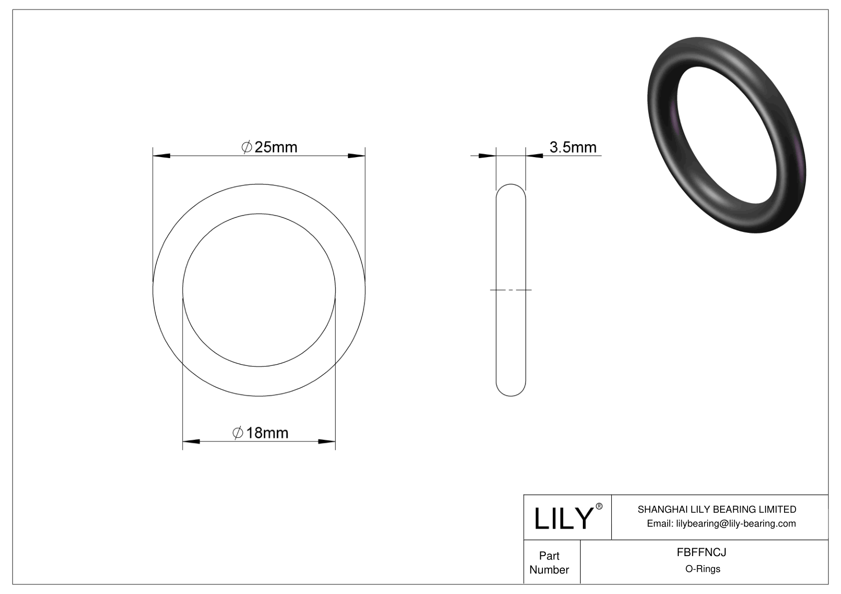 FBFFNCJ Juntas tóricas redondas resistentes a productos químicos cad drawing