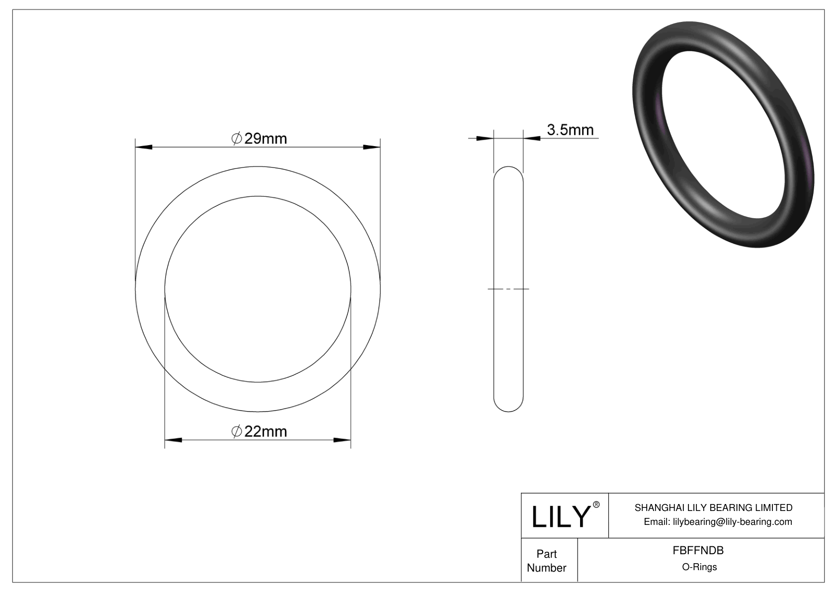 FBFFNDB Juntas tóricas redondas resistentes a productos químicos cad drawing