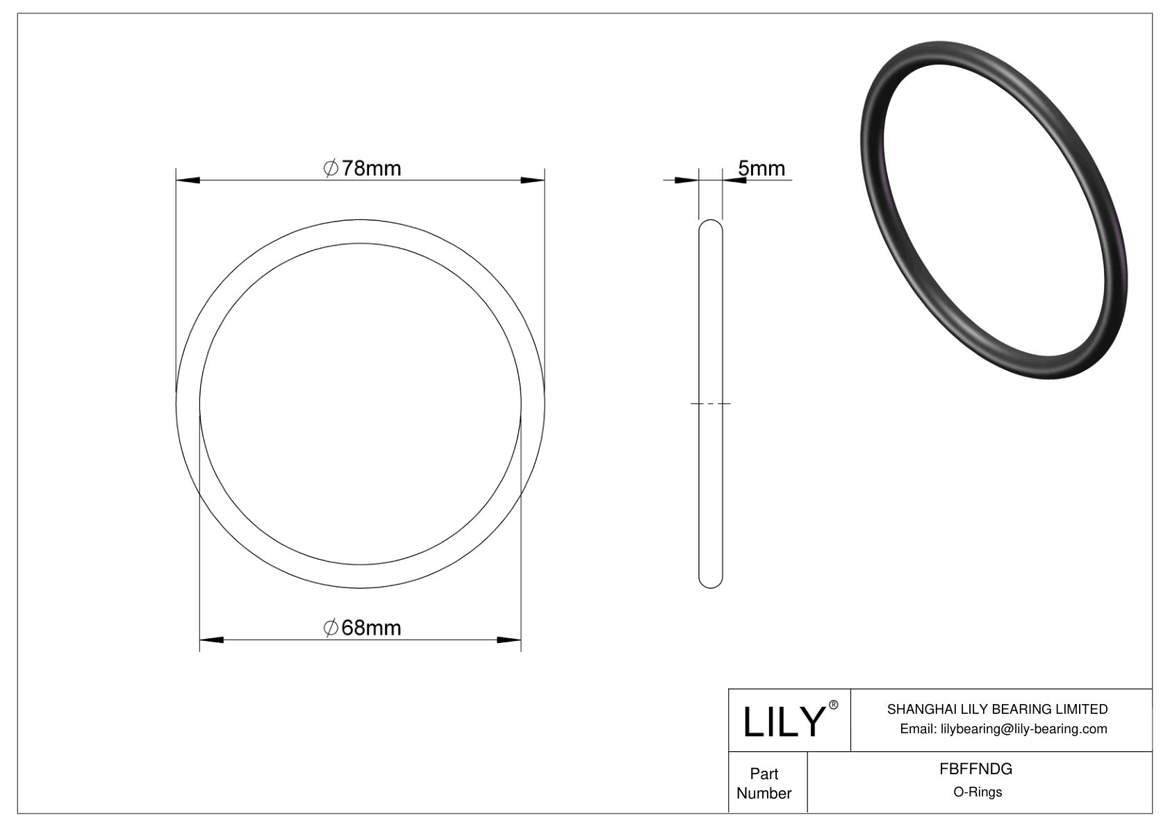 FBFFNDG Juntas tóricas redondas resistentes a productos químicos cad drawing