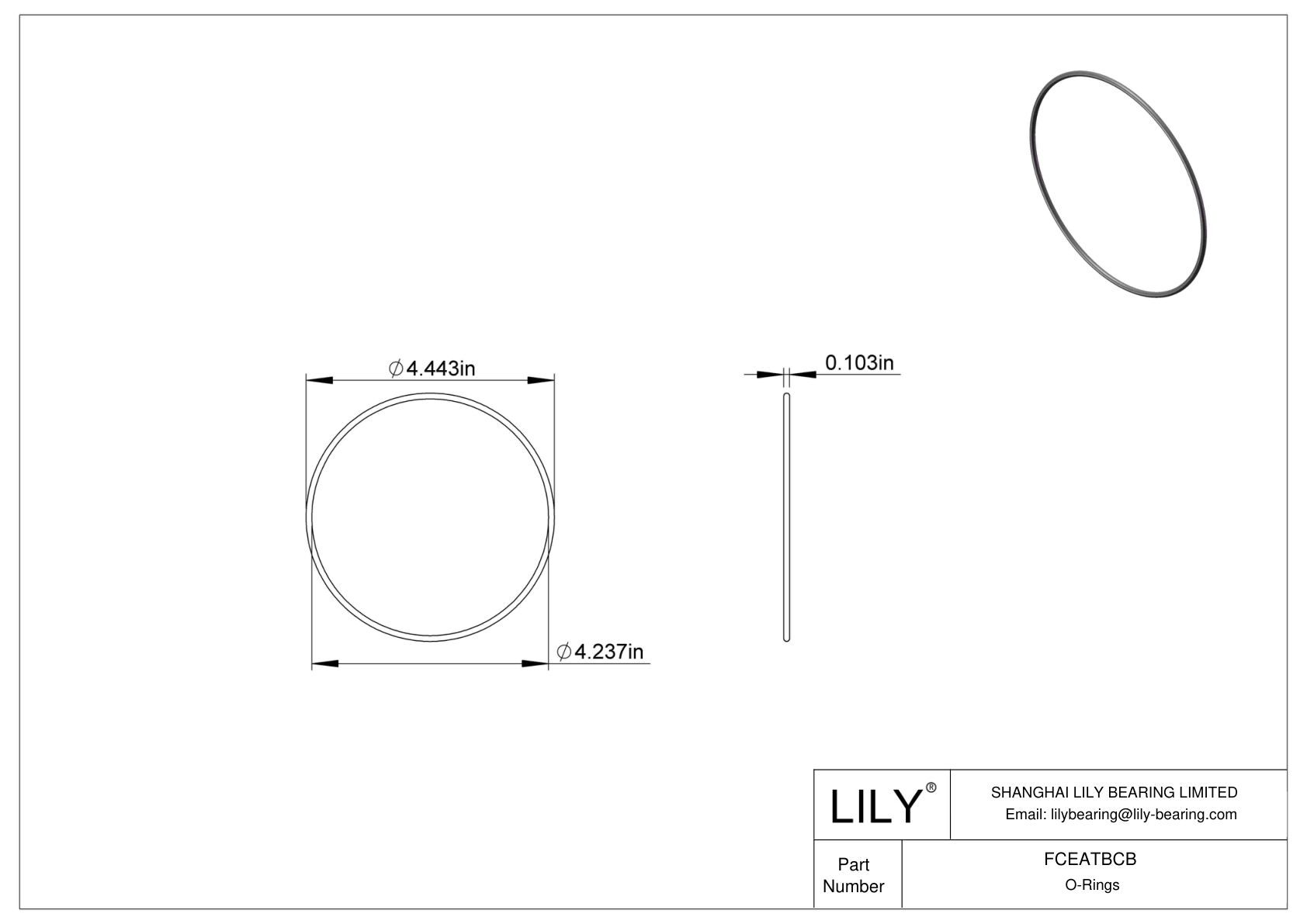 FCEATBCB Chemical Resistant O-rings Round cad drawing