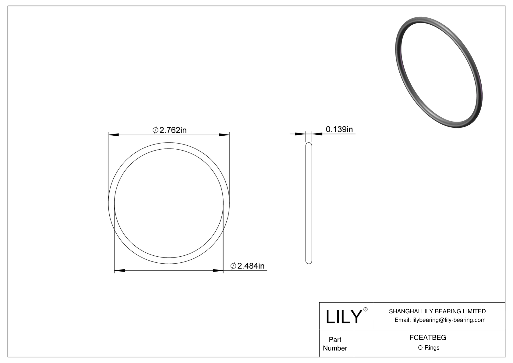 FCEATBEG Chemical Resistant O-rings Round cad drawing