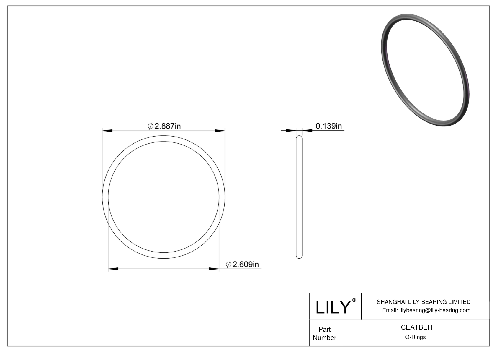 FCEATBEH Chemical Resistant O-rings Round cad drawing