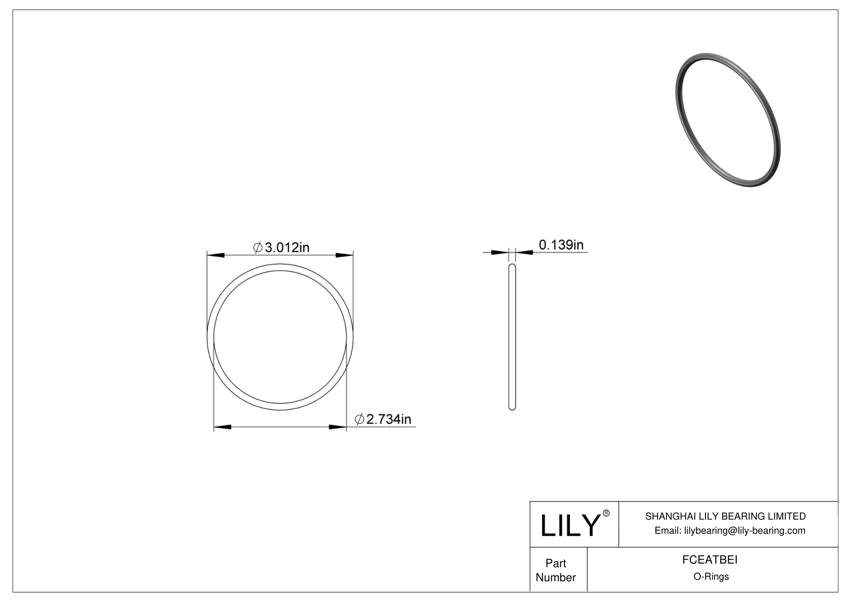 FCEATBEI Chemical Resistant O-rings Round cad drawing