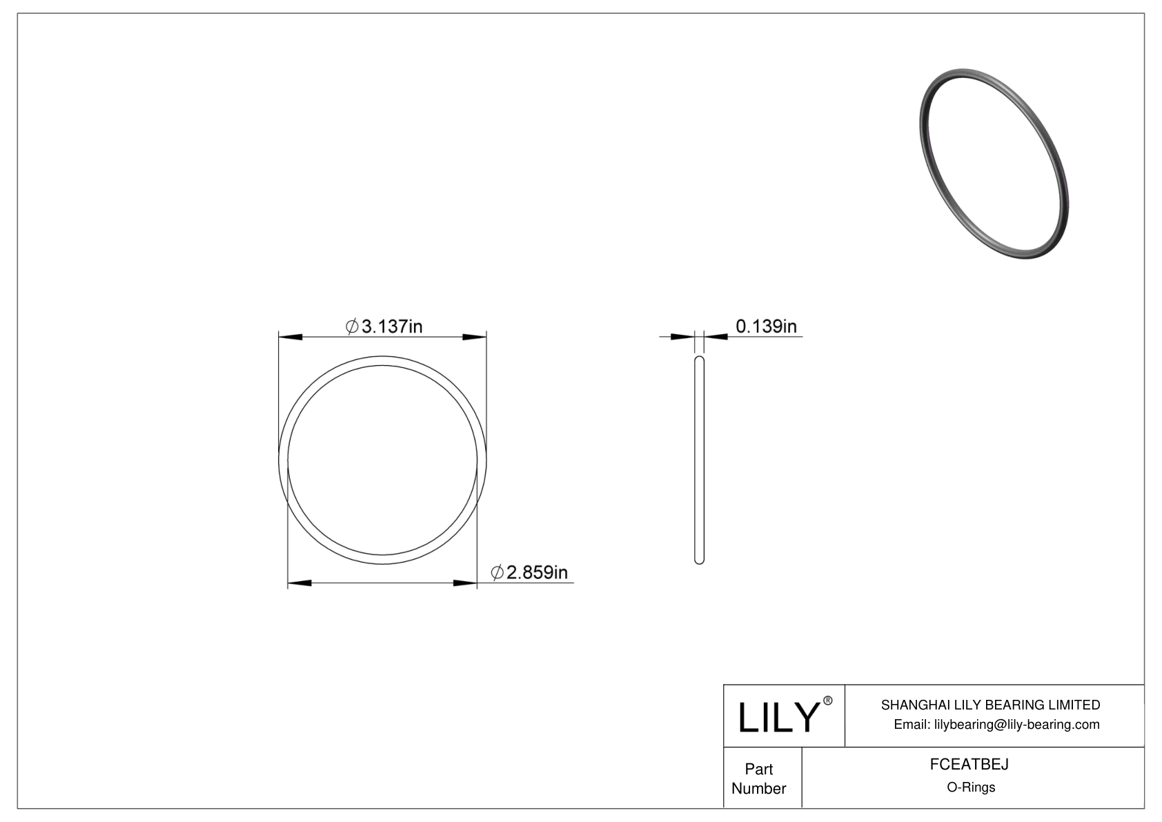 FCEATBEJ Chemical Resistant O-rings Round cad drawing