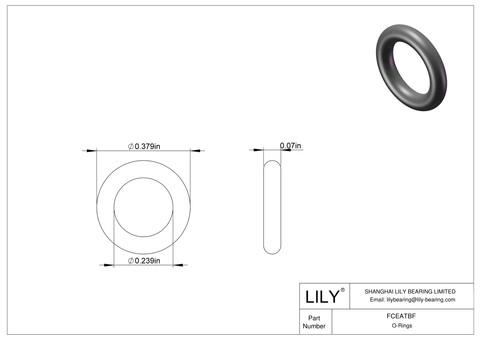 FCEATBF Chemical Resistant O-rings Round cad drawing