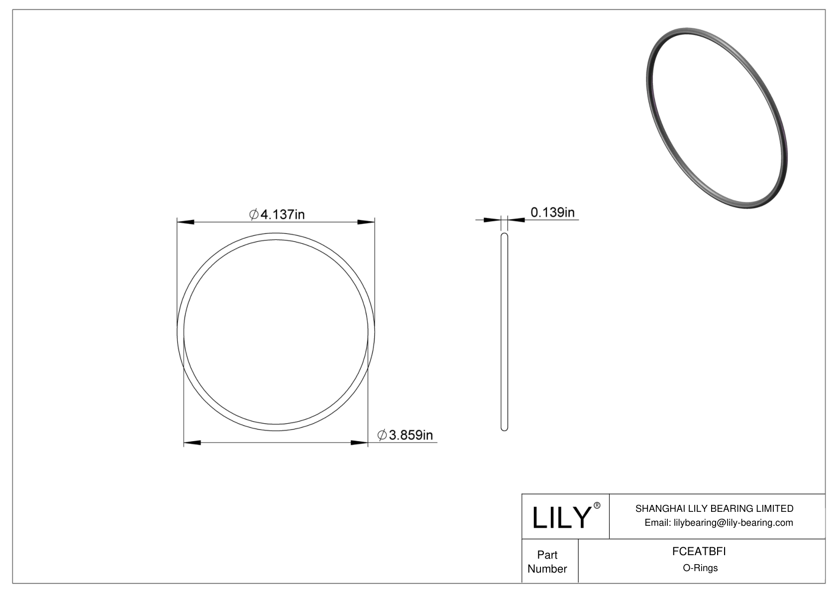 FCEATBFI Chemical Resistant O-rings Round cad drawing