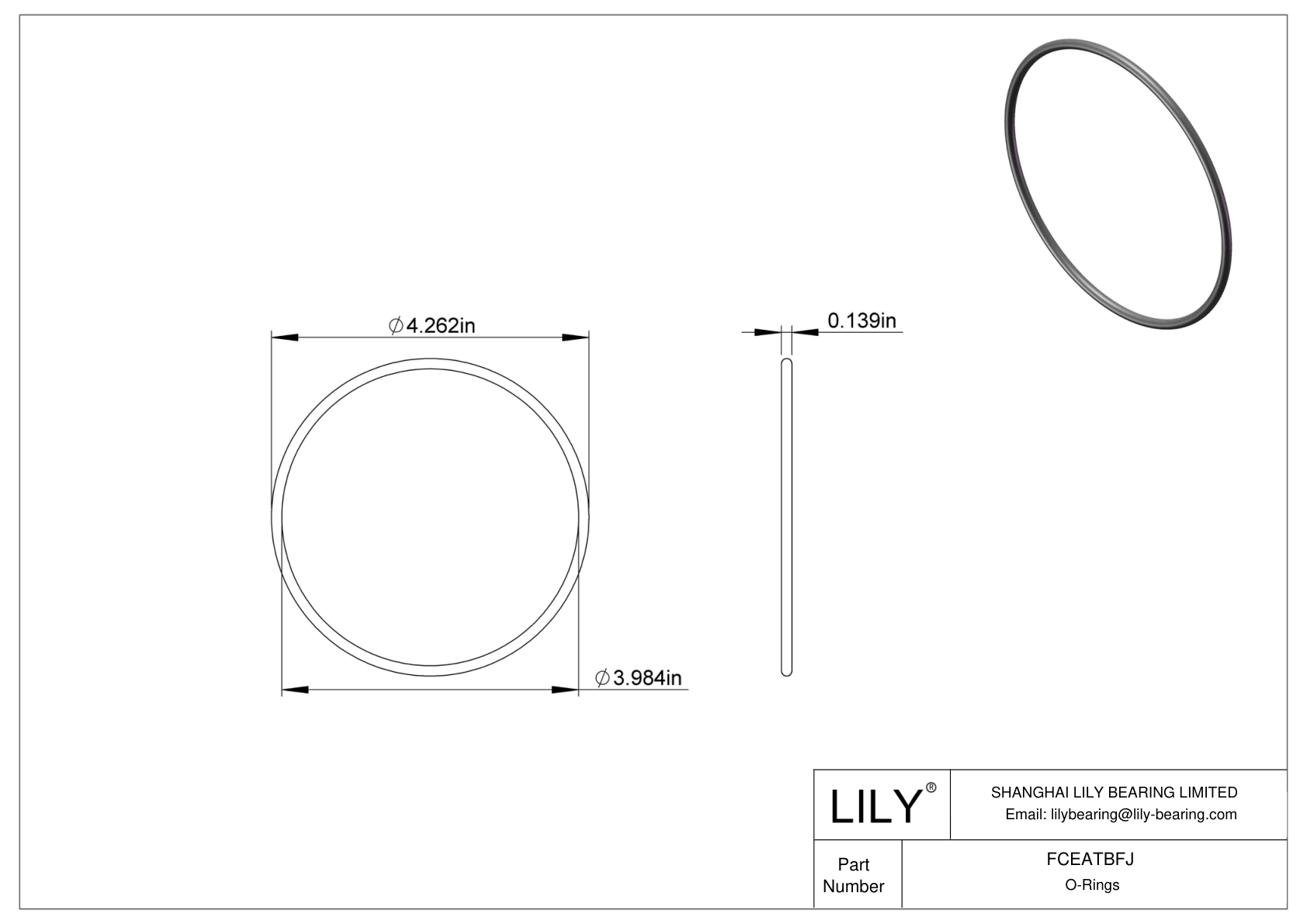 FCEATBFJ Chemical Resistant O-rings Round cad drawing