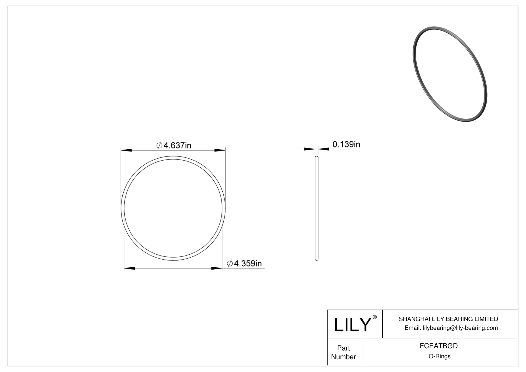 FCEATBGD Chemical Resistant O-rings Round cad drawing