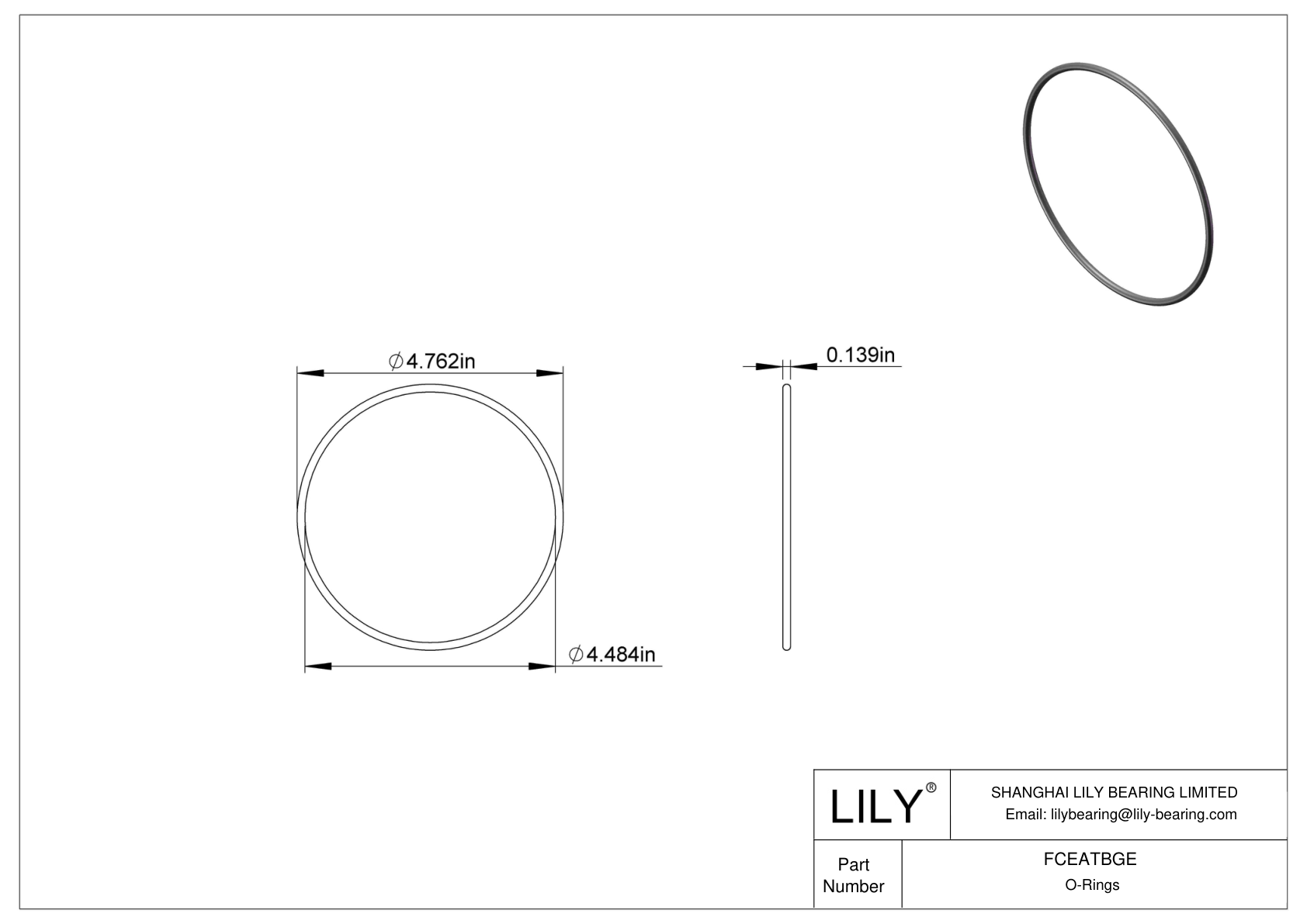 FCEATBGE Chemical Resistant O-rings Round cad drawing