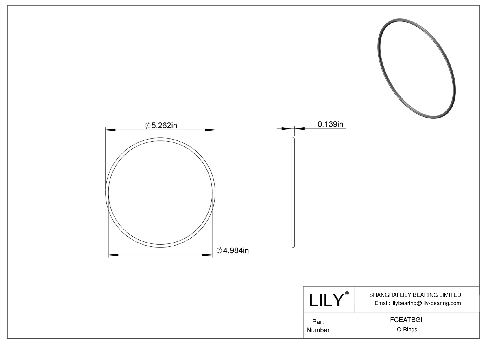 FCEATBGI Chemical Resistant O-rings Round cad drawing