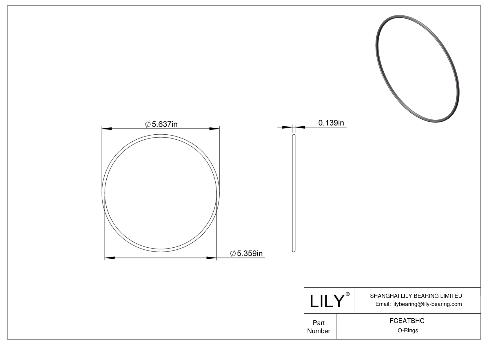 FCEATBHC Chemical Resistant O-rings Round cad drawing