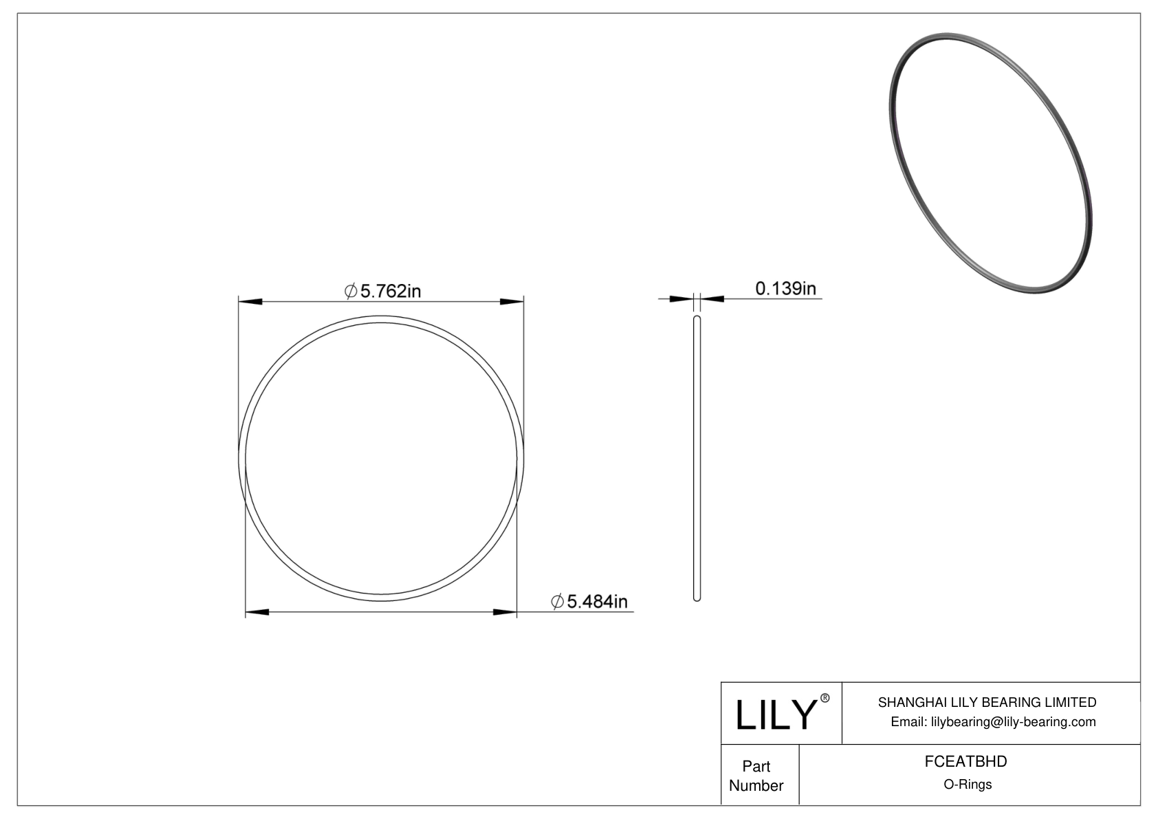 FCEATBHD Chemical Resistant O-rings Round cad drawing