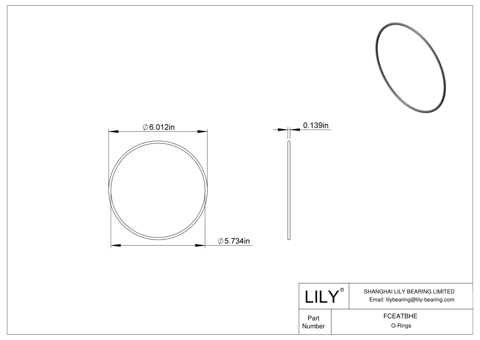 FCEATBHE Chemical Resistant O-rings Round cad drawing