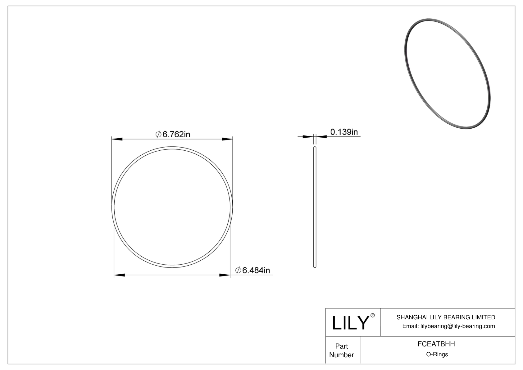 FCEATBHH Chemical Resistant O-rings Round cad drawing