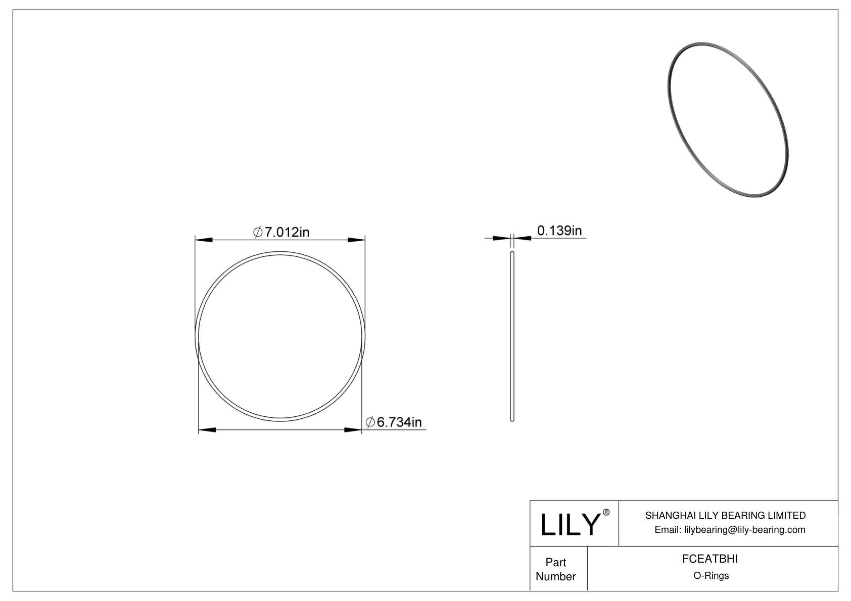 FCEATBHI Chemical Resistant O-rings Round cad drawing