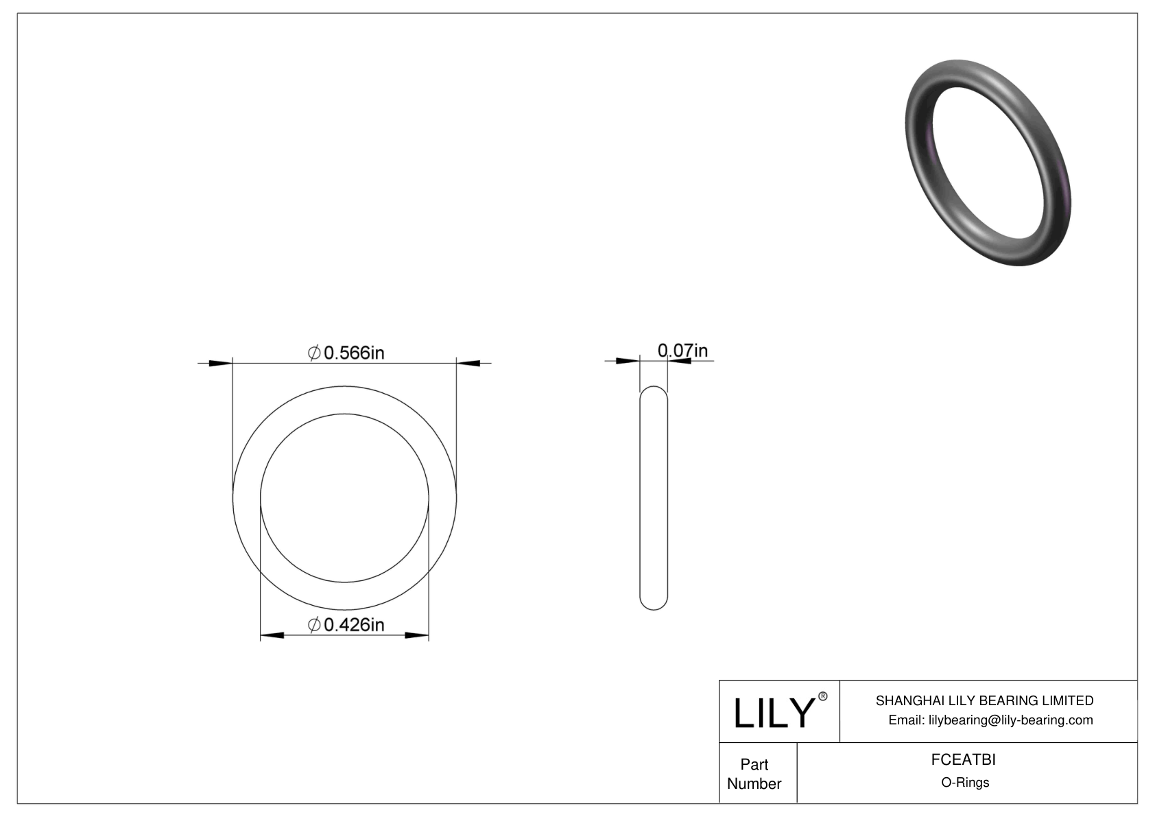 FCEATBI Chemical Resistant O-rings Round cad drawing