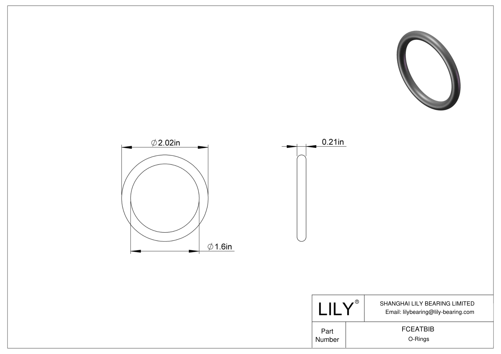 FCEATBIB Chemical Resistant O-rings Round cad drawing