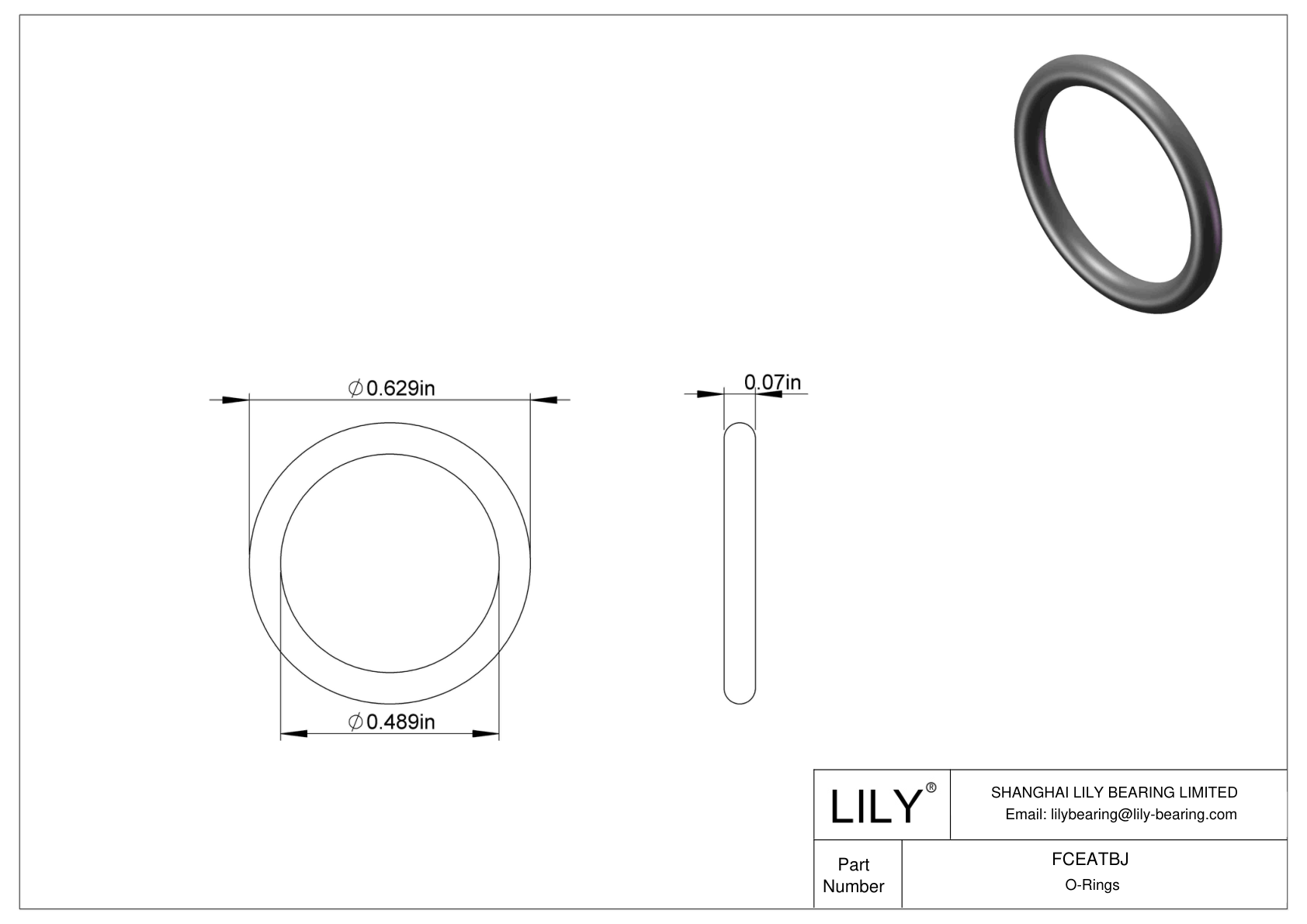 FCEATBJ Chemical Resistant O-rings Round cad drawing