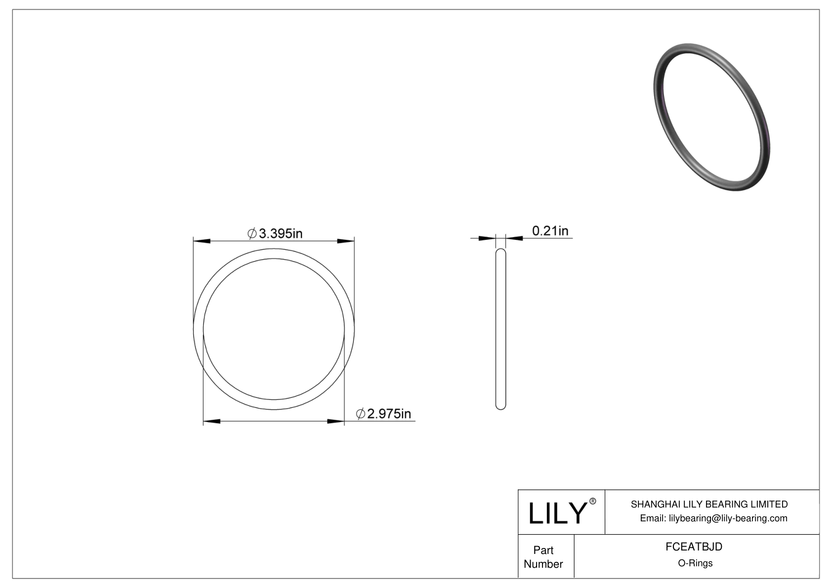 FCEATBJD Chemical Resistant O-rings Round cad drawing