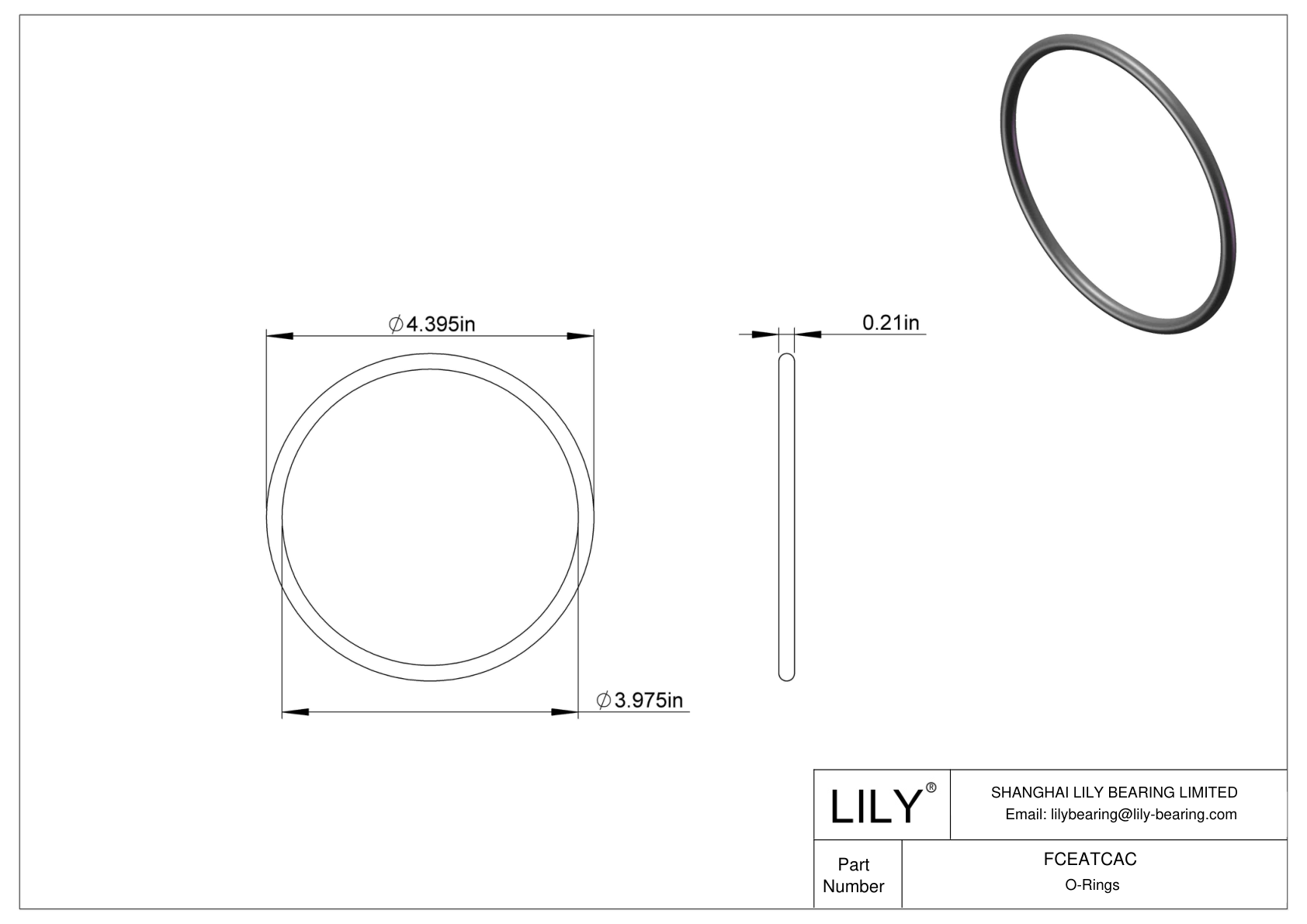 FCEATCAC Chemical Resistant O-rings Round cad drawing