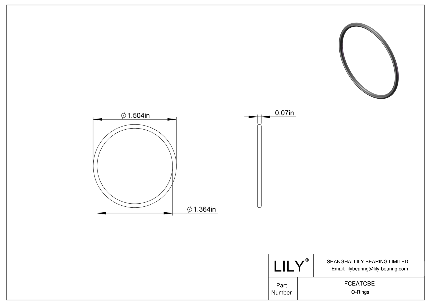 FCEATCBE Chemical Resistant O-rings Round cad drawing