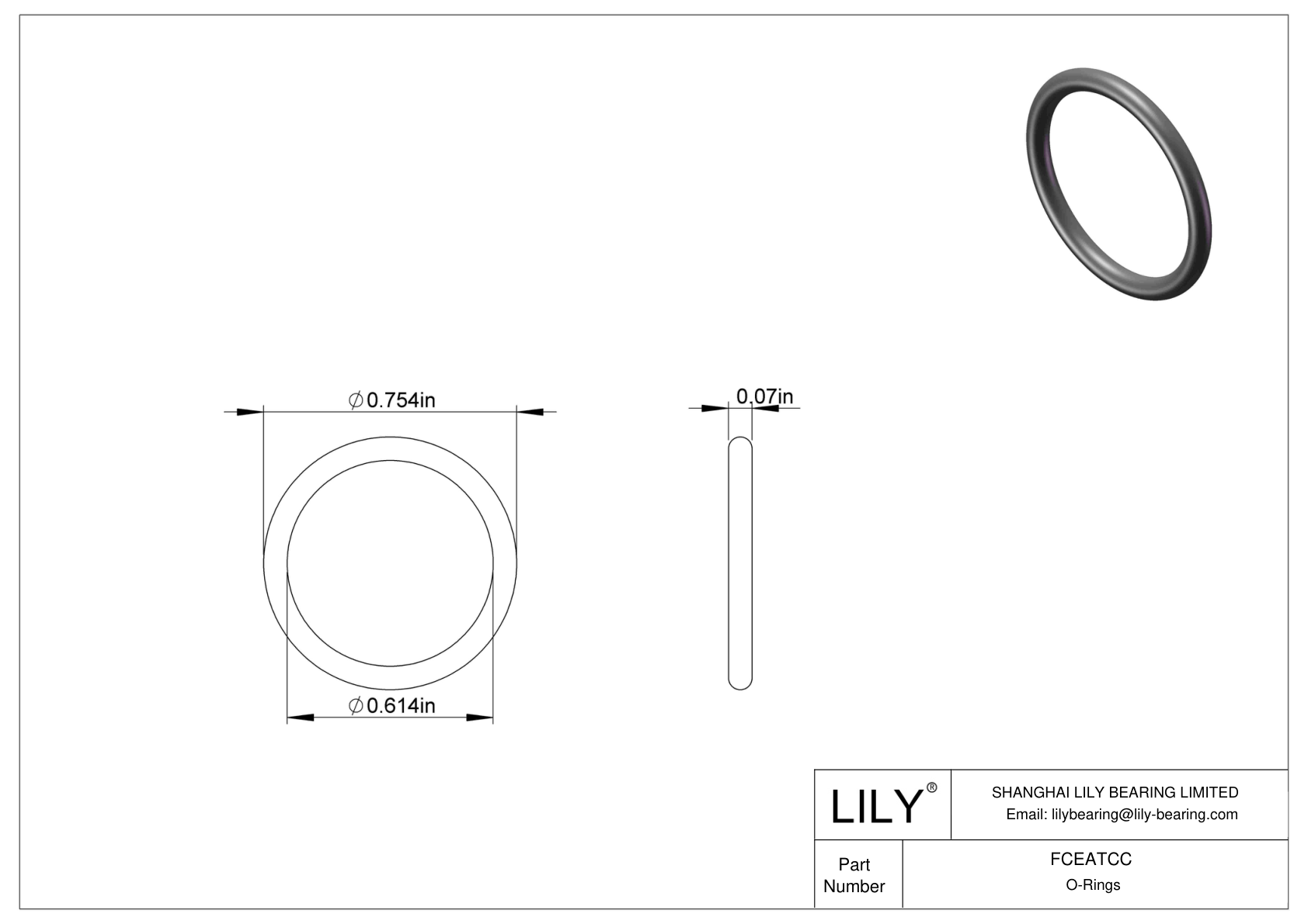 FCEATCC Chemical Resistant O-rings Round cad drawing