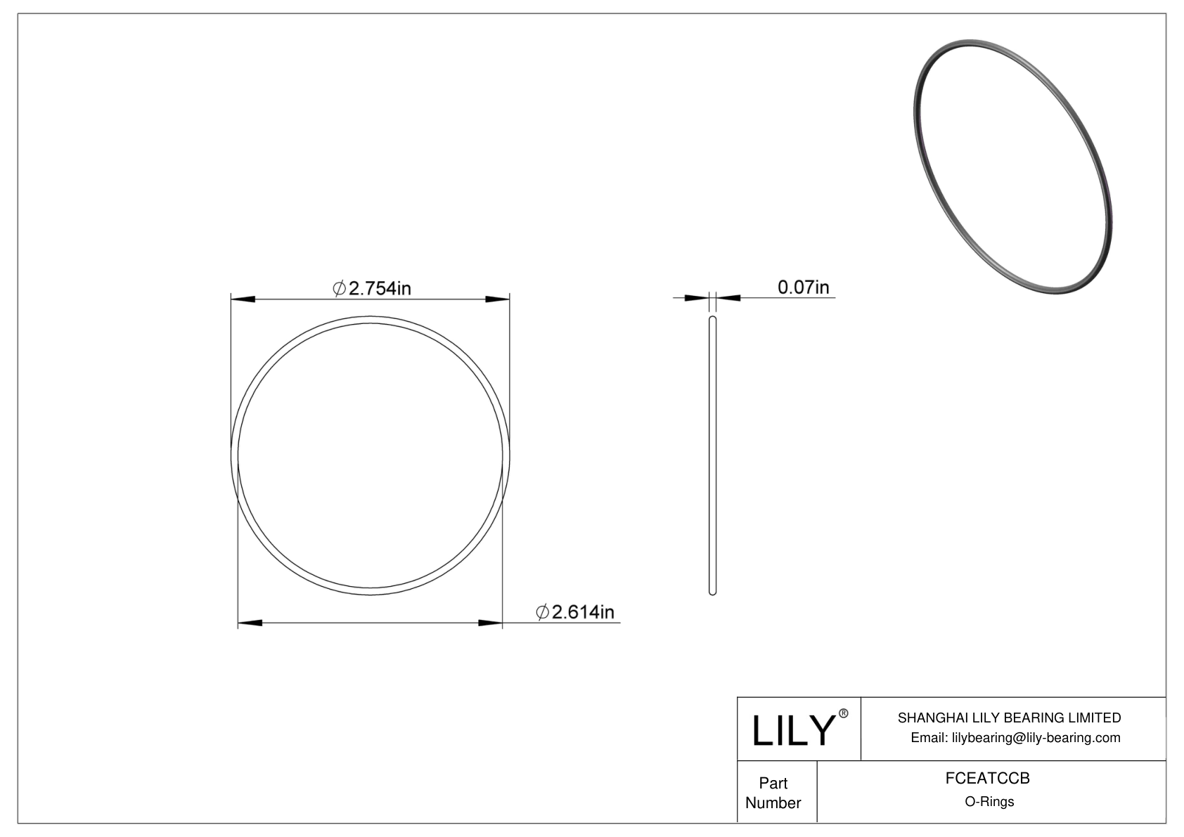 FCEATCCB Chemical Resistant O-rings Round cad drawing