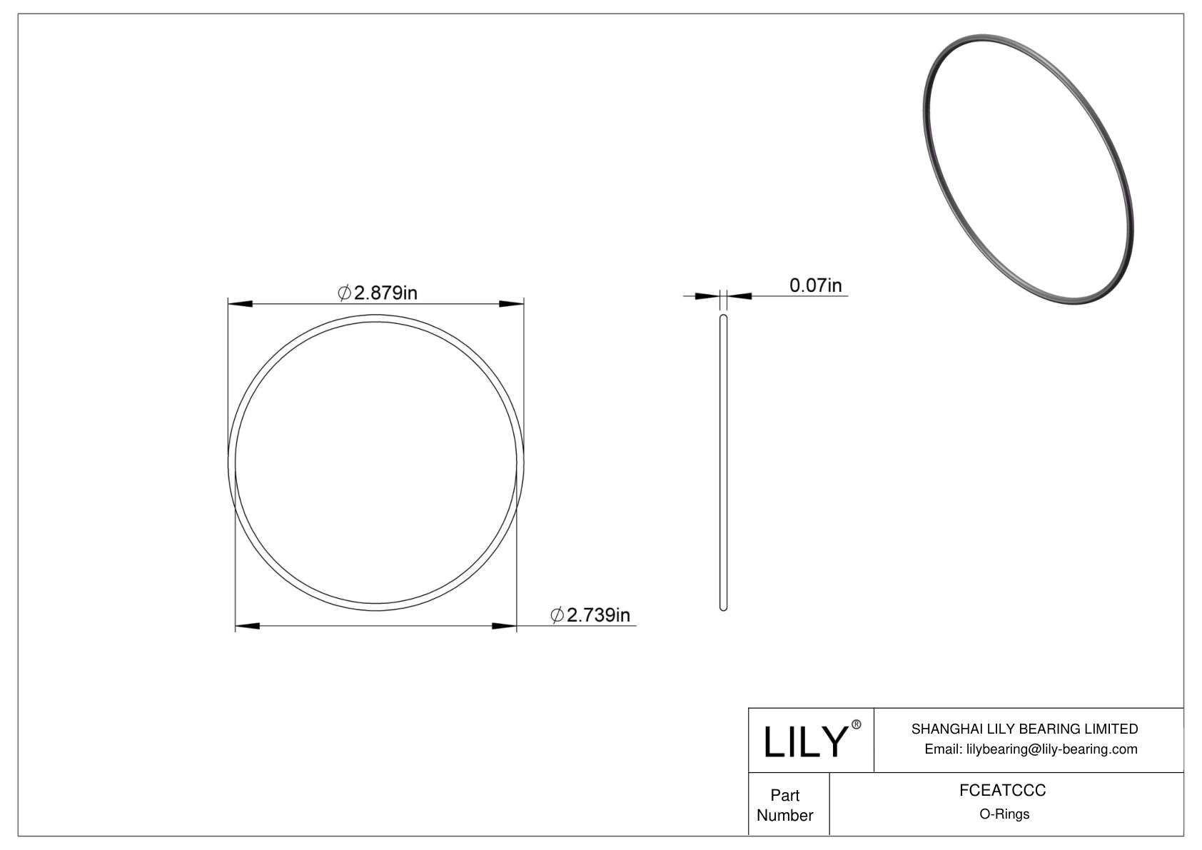 FCEATCCC Chemical Resistant O-rings Round cad drawing