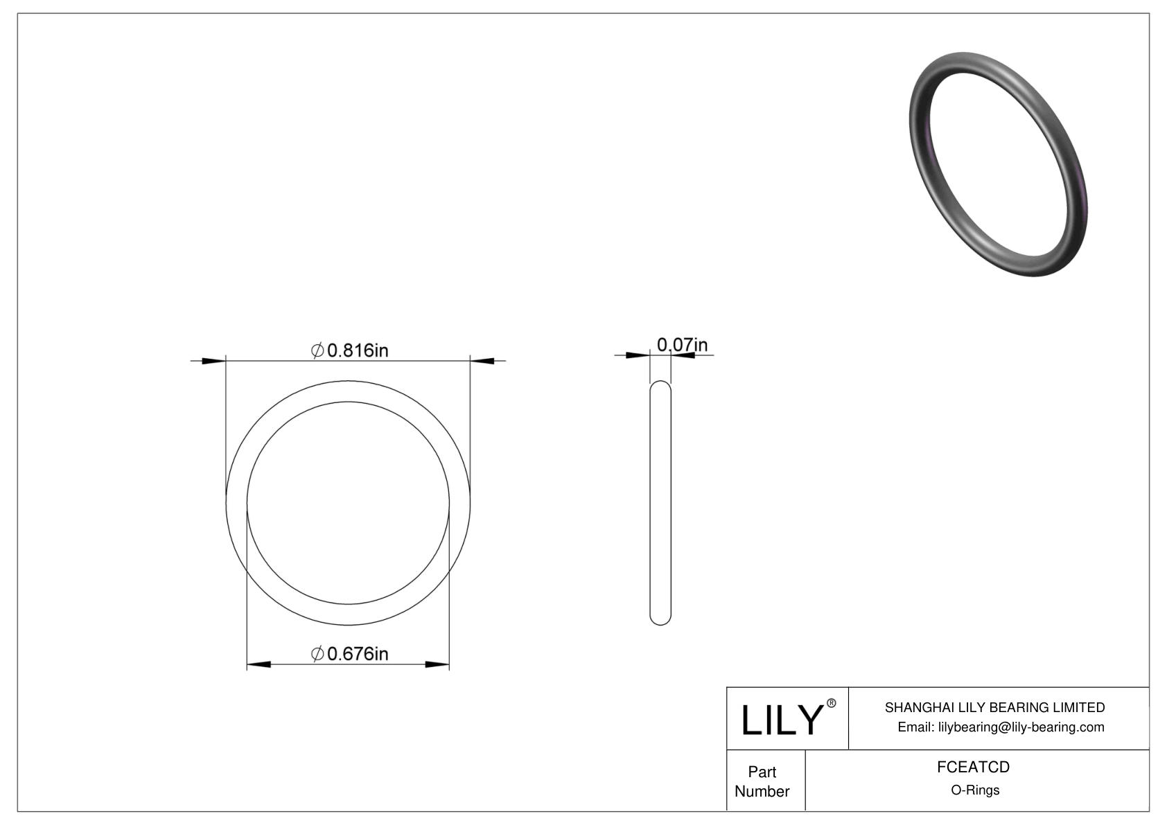 FCEATCD Chemical Resistant O-rings Round cad drawing