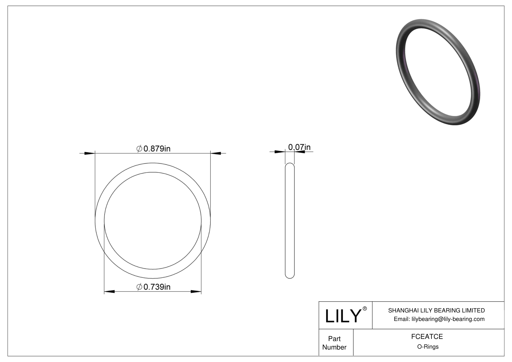 FCEATCE Chemical Resistant O-rings Round cad drawing