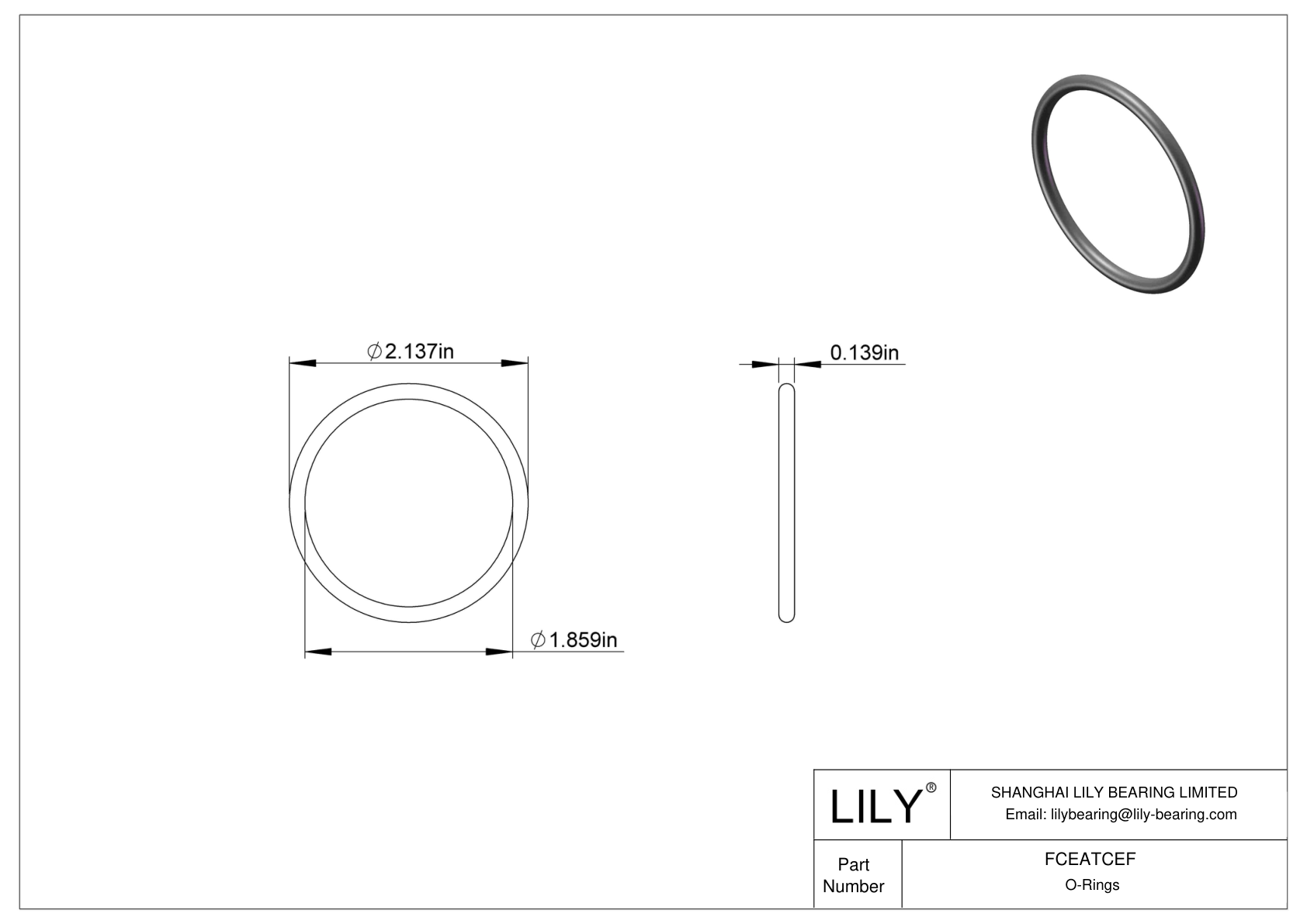 FCEATCEF Chemical Resistant O-rings Round cad drawing