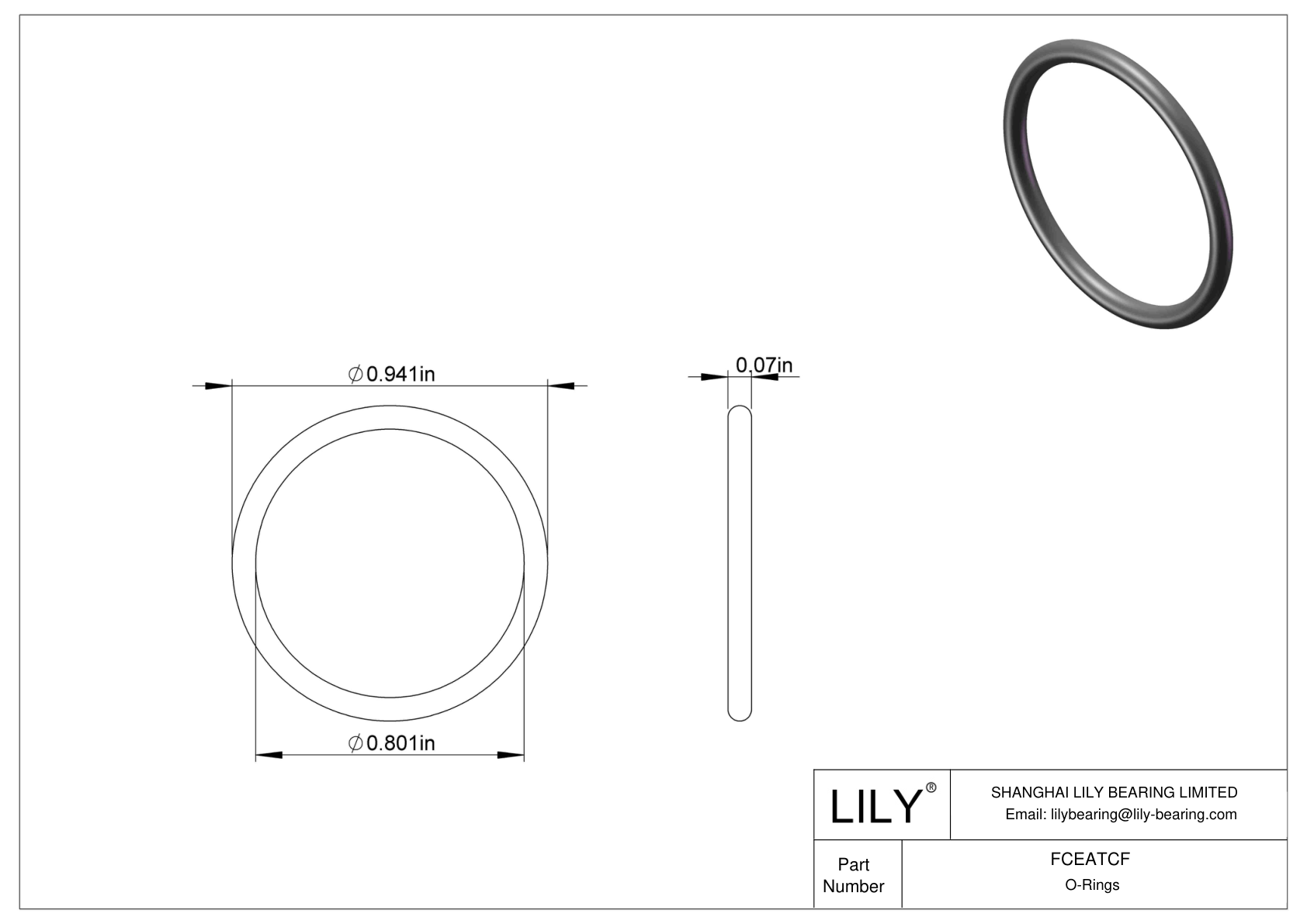 FCEATCF Chemical Resistant O-rings Round cad drawing