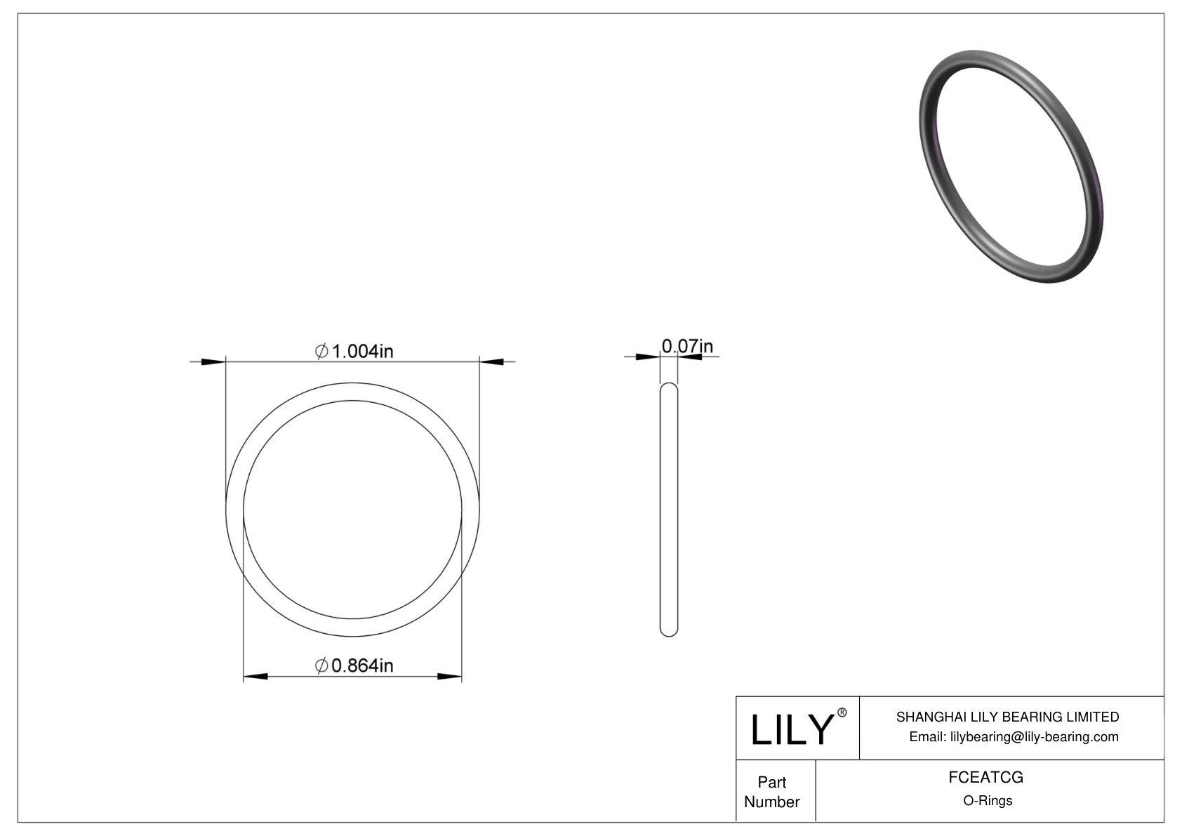 FCEATCG Chemical Resistant O-rings Round cad drawing