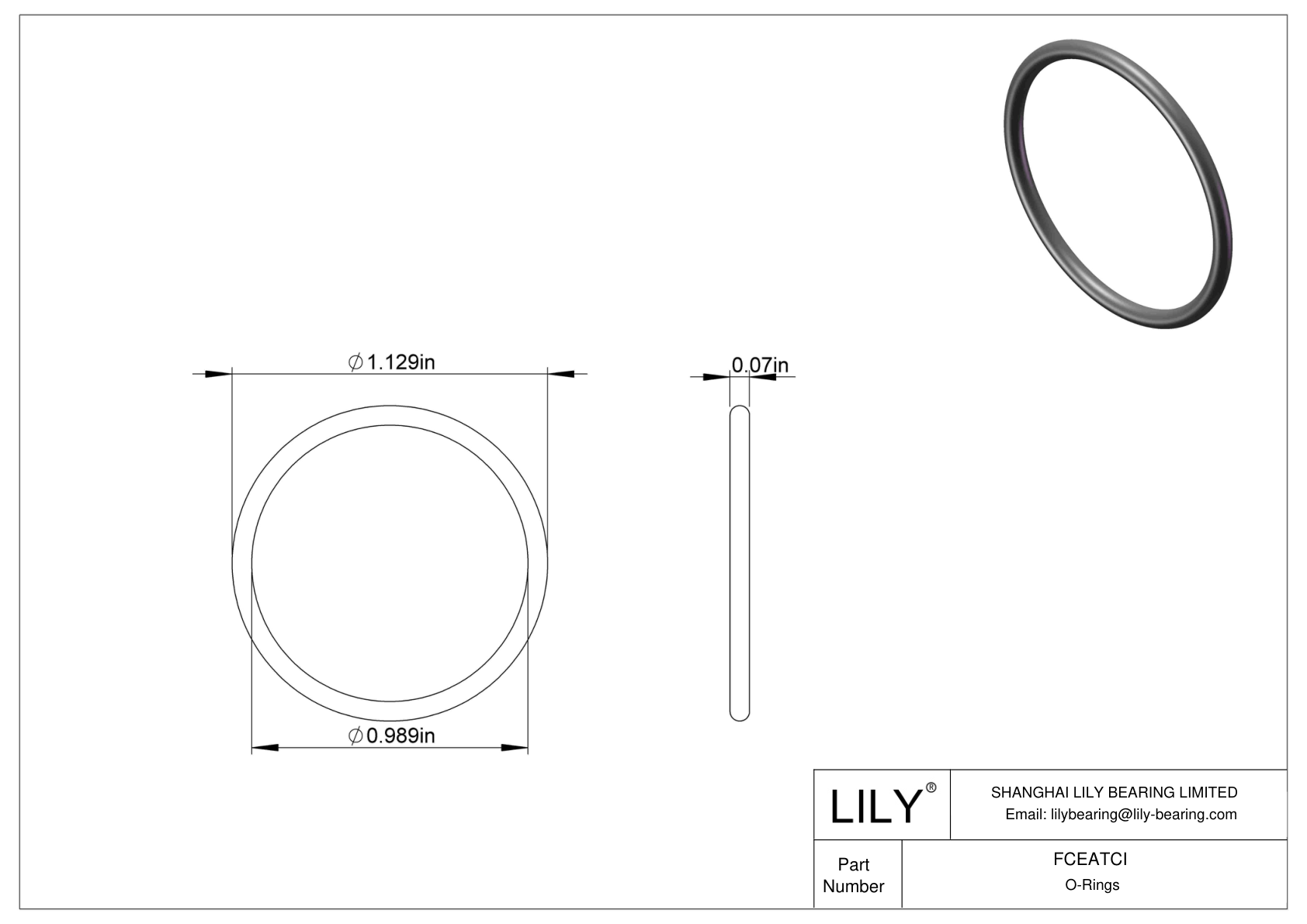 FCEATCI Chemical Resistant O-rings Round cad drawing