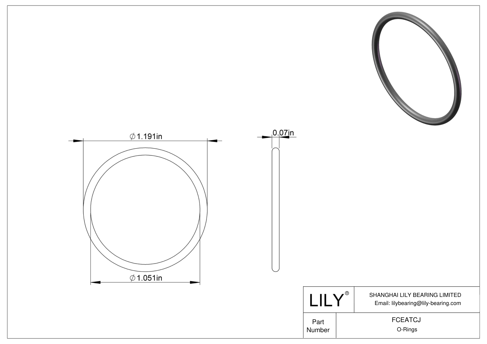 FCEATCJ Chemical Resistant O-rings Round cad drawing