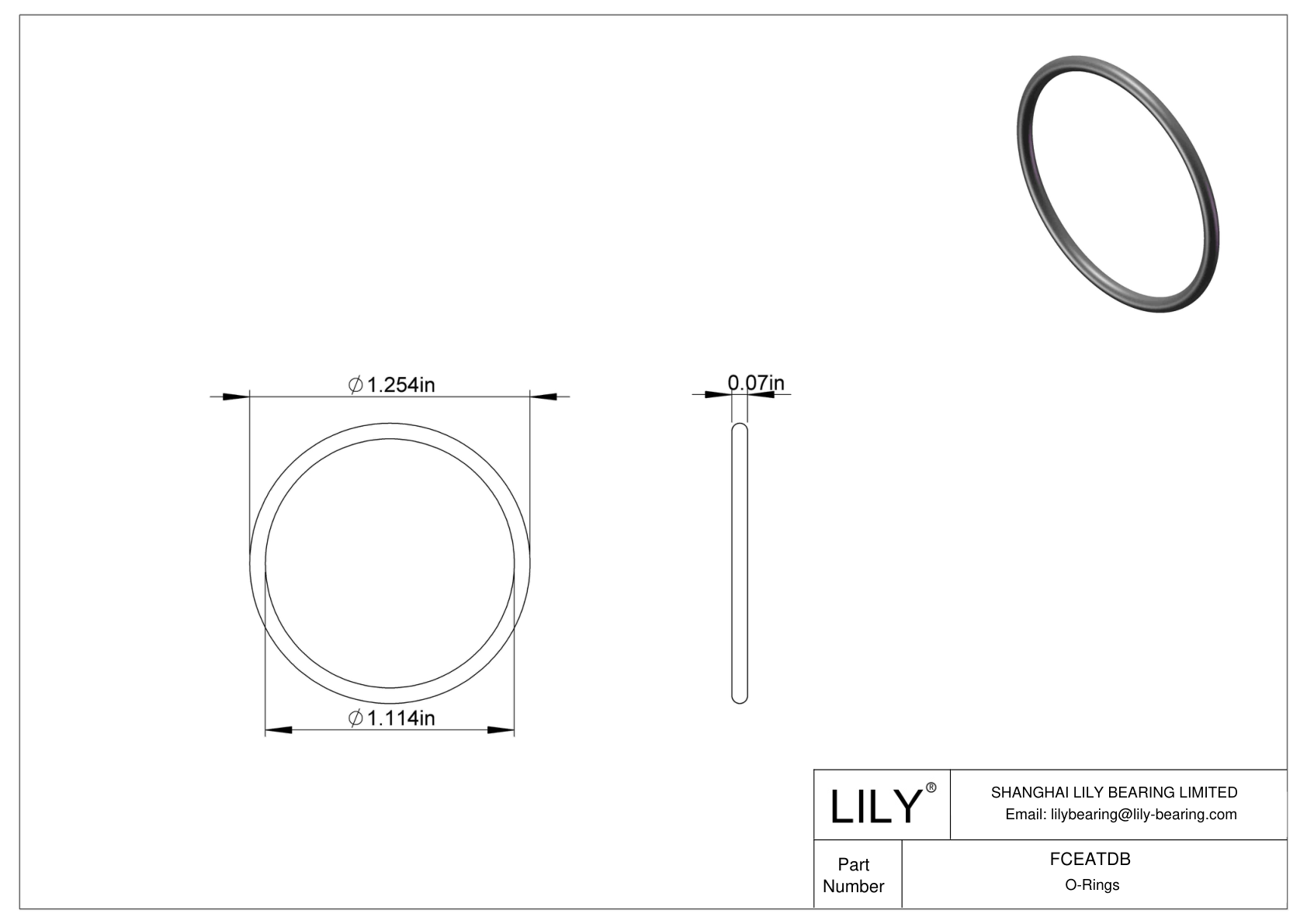 FCEATDB Chemical Resistant O-rings Round cad drawing