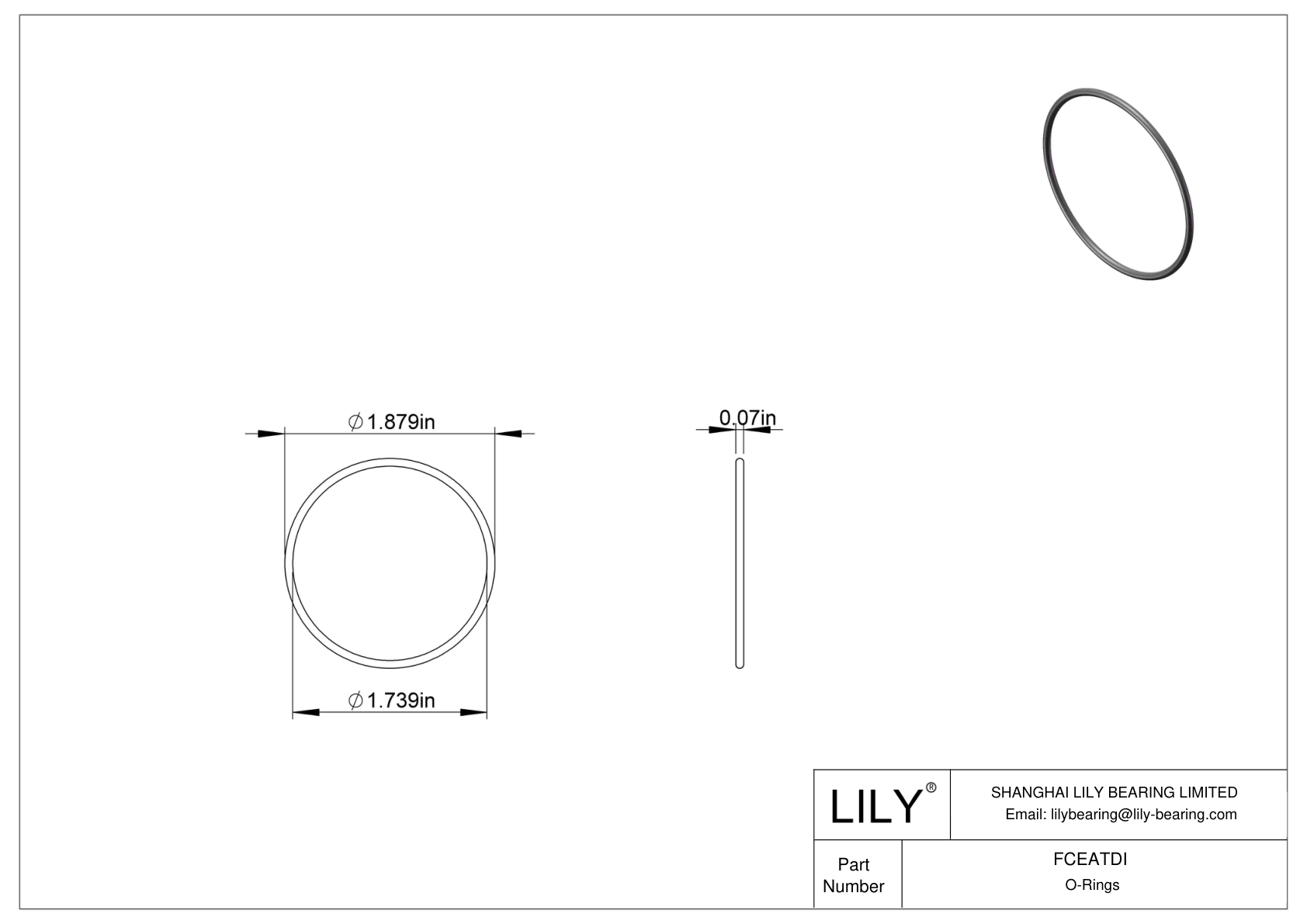 FCEATDI Chemical Resistant O-rings Round cad drawing