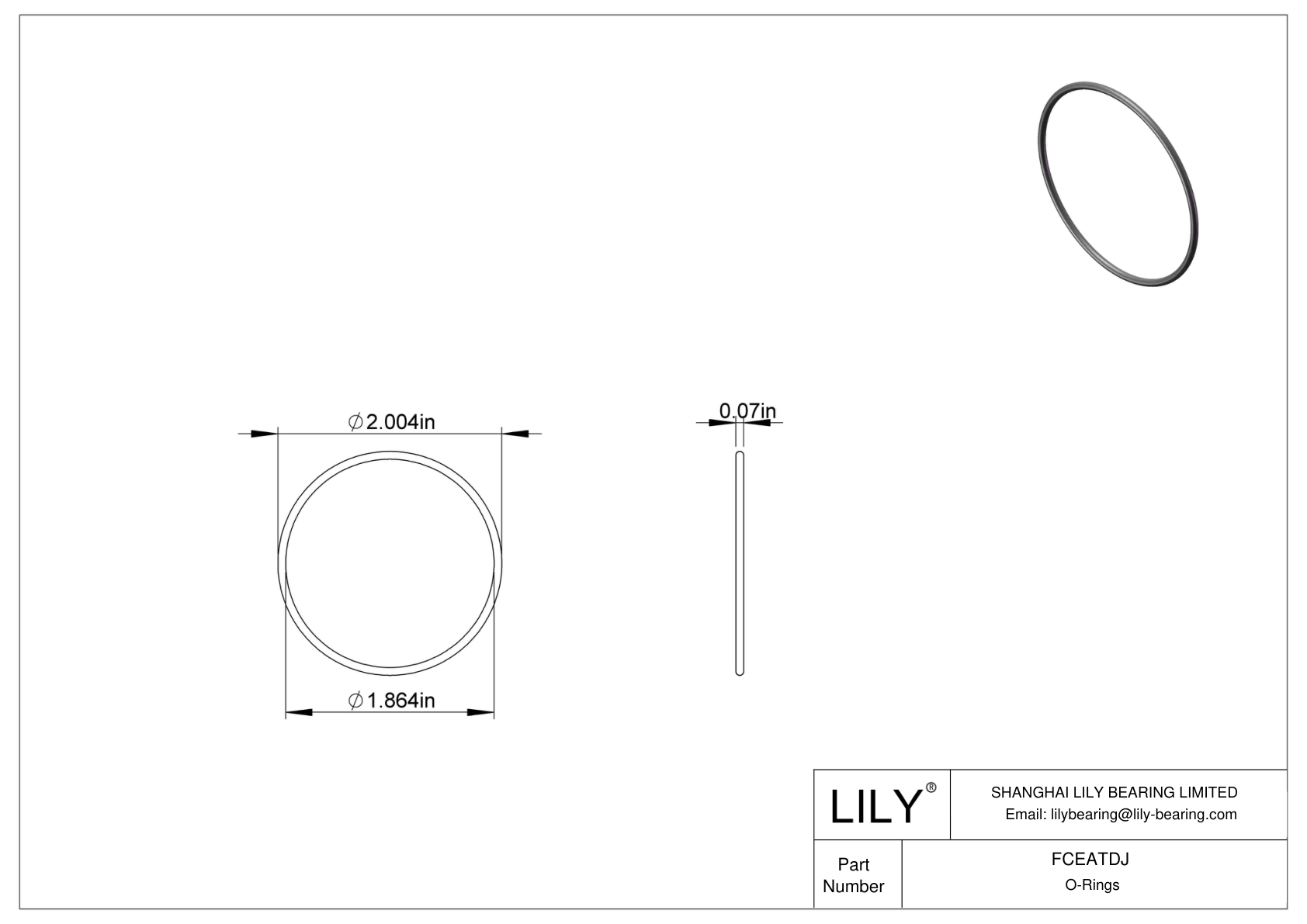 FCEATDJ Chemical Resistant O-rings Round cad drawing