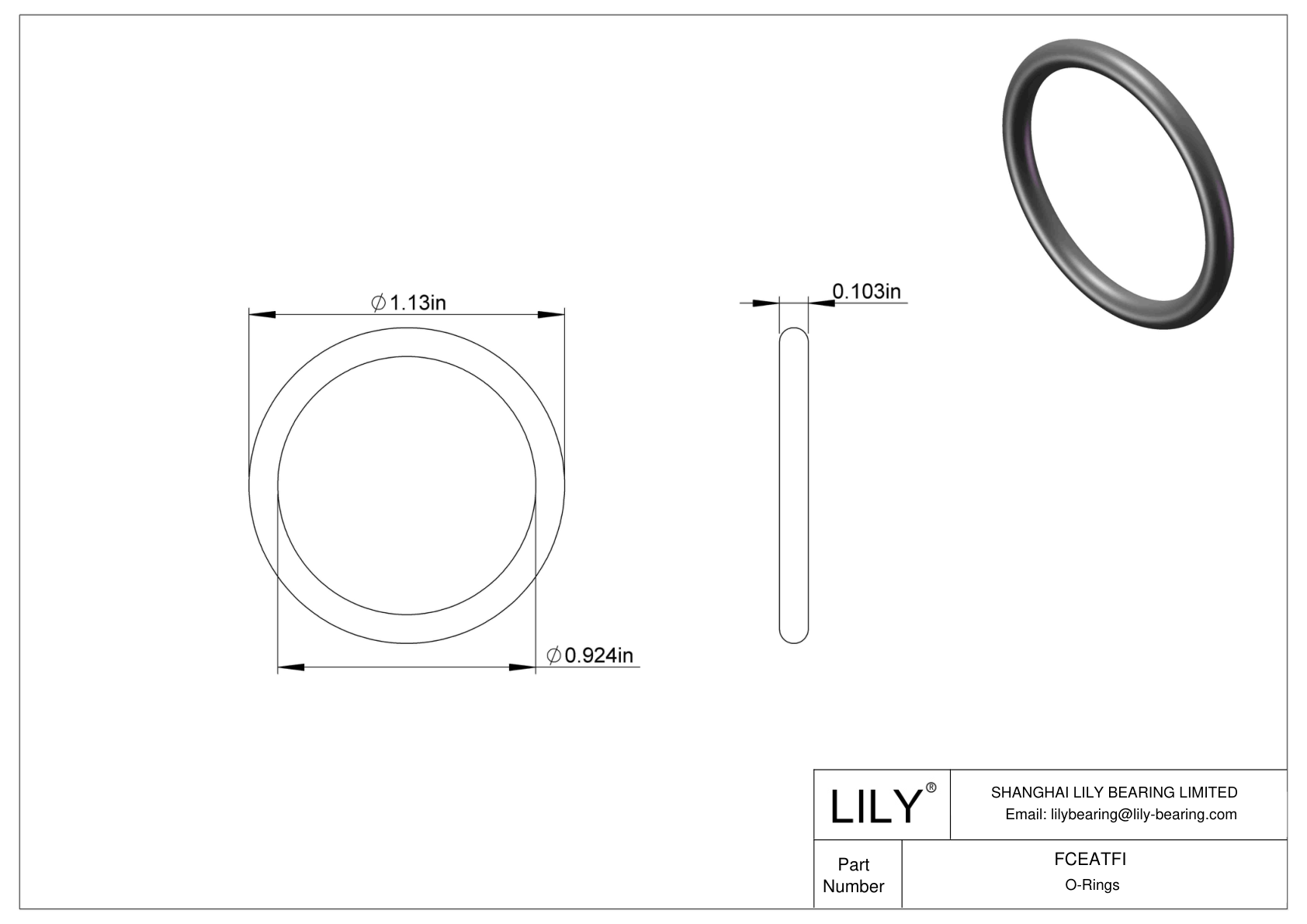 FCEATFI Chemical Resistant O-rings Round cad drawing