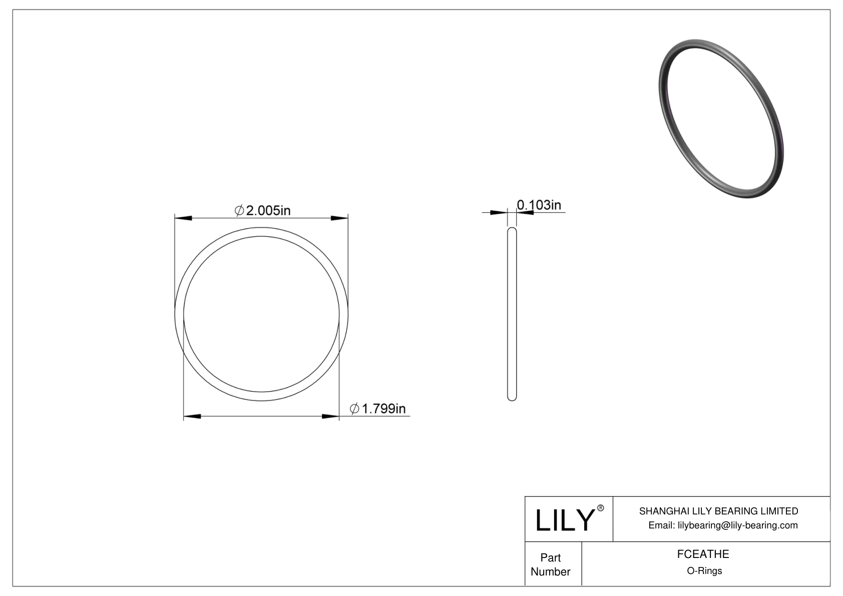 FCEATHE Chemical Resistant O-rings Round cad drawing