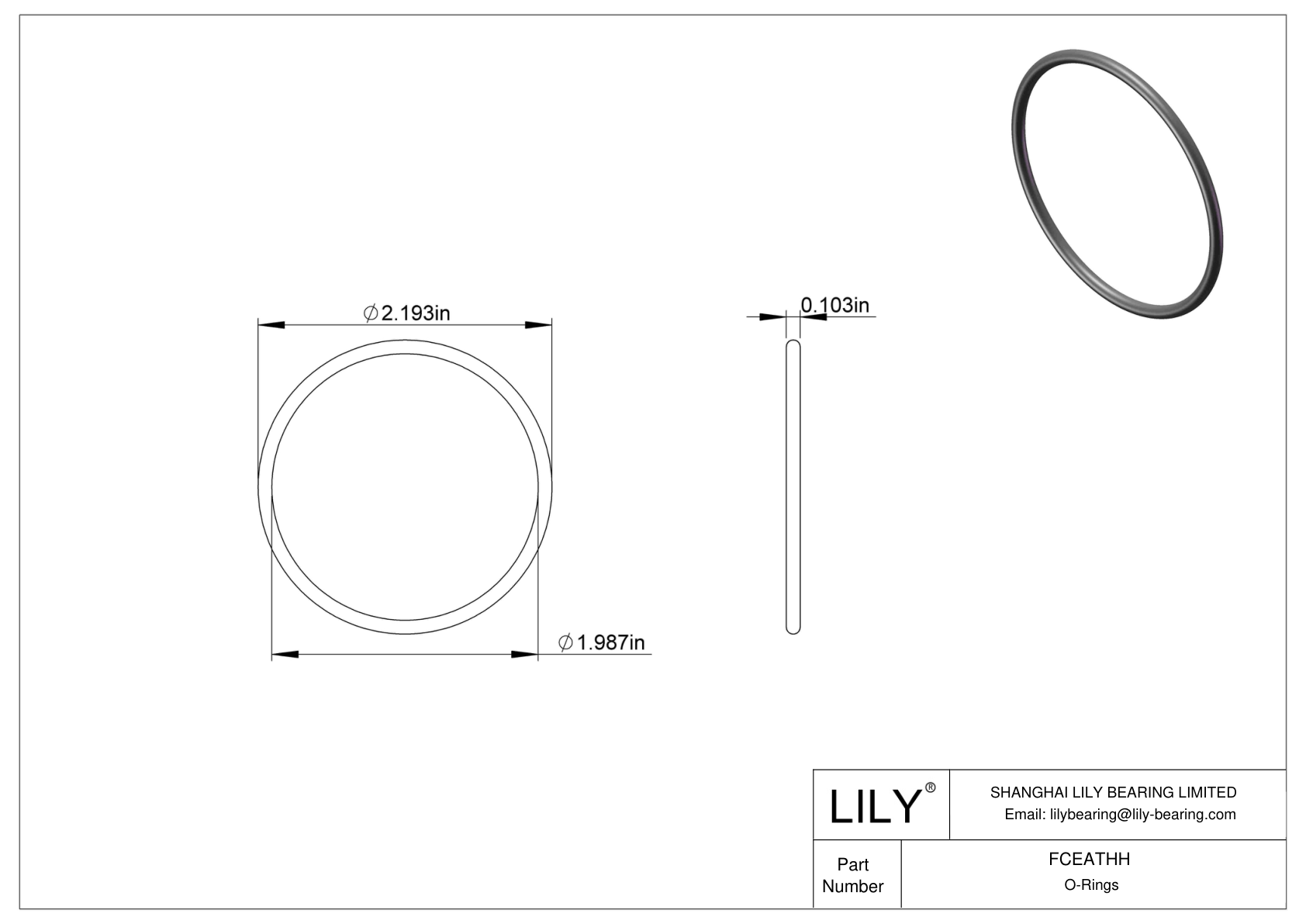 FCEATHH Chemical Resistant O-rings Round cad drawing