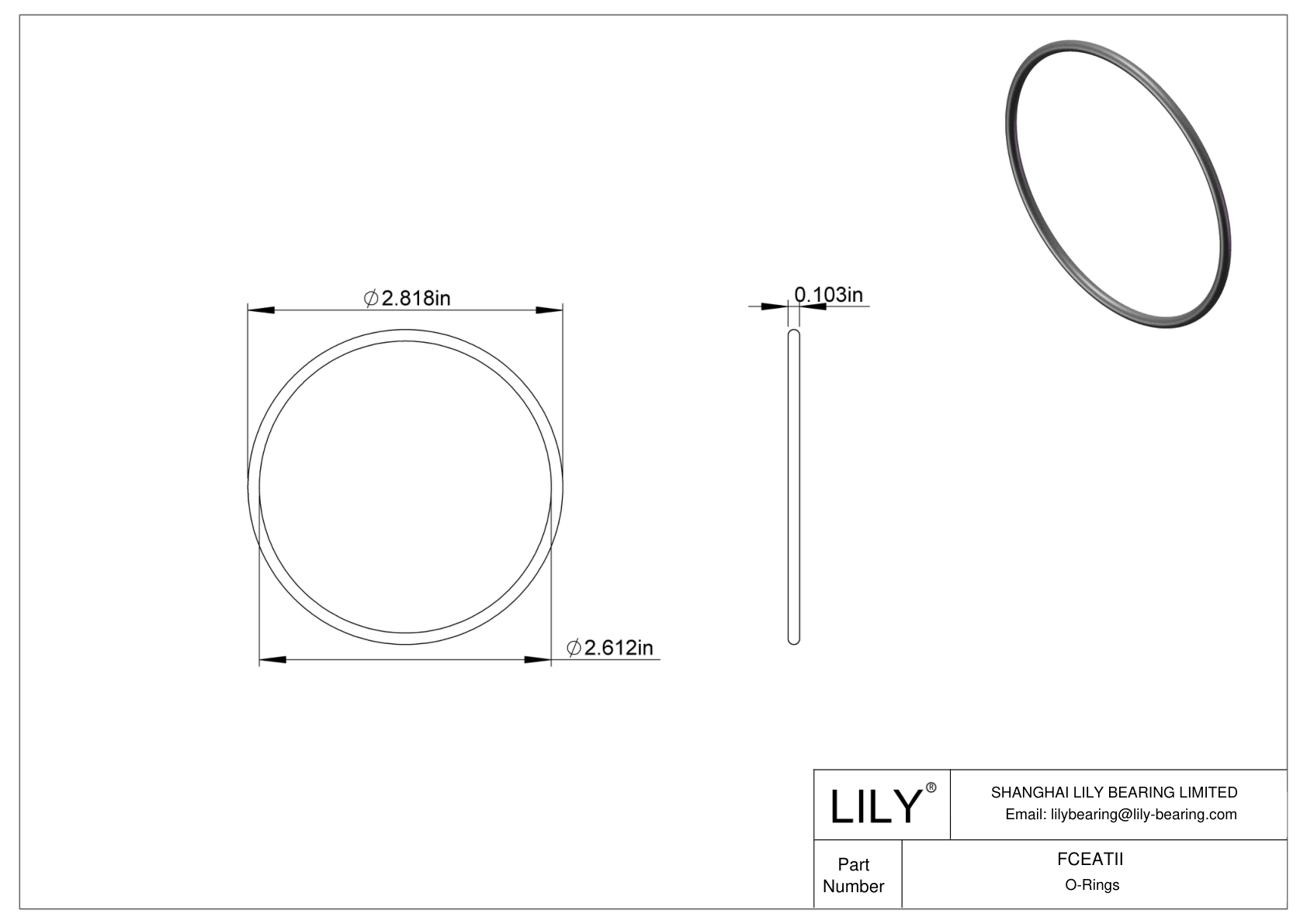 FCEATII Chemical Resistant O-rings Round cad drawing