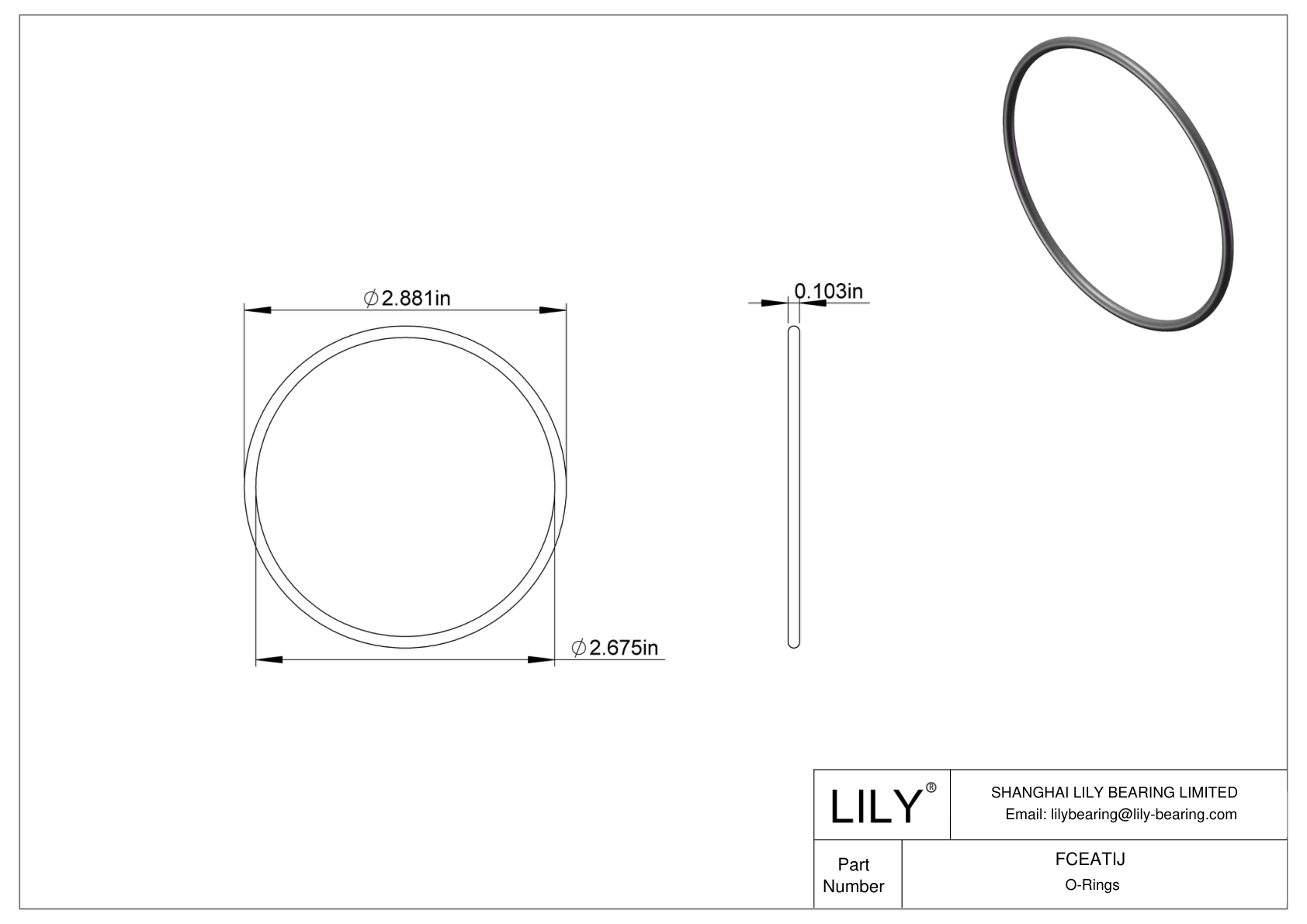 FCEATIJ Chemical Resistant O-rings Round cad drawing