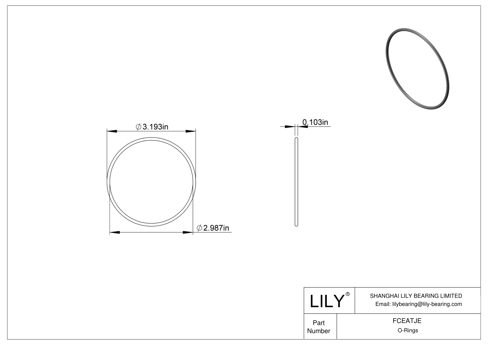 FCEATJE Chemical Resistant O-rings Round cad drawing